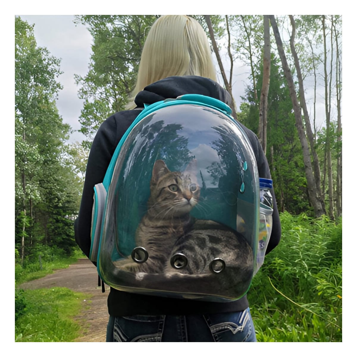 PACK4 MORRAL BURBUJA EXPANDIBLE PARA GATO EN CELESTE CON ESPACIO AMPLIO Y+PAPEL REGALO - 2