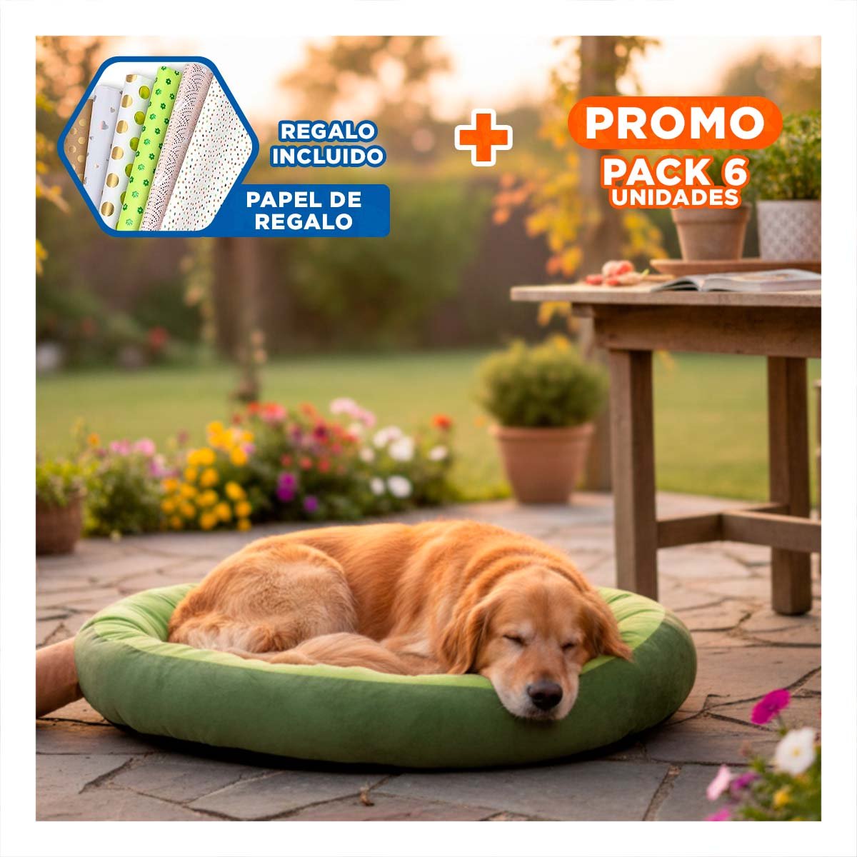 PACK6 SOFA DE DESCANSO PALTA TALLA S VERDE MUY SUAVE PARA SU MASCOTA LINDA Y+PAPEL REGALO - 1