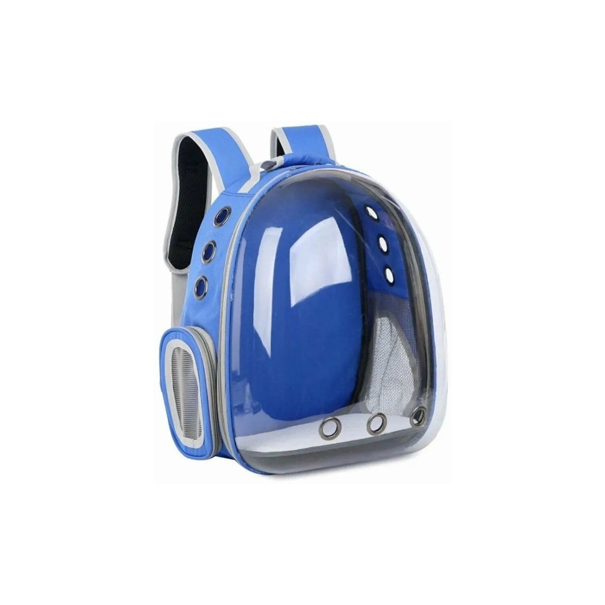 MOCHILA EXPANDIBLE PARA GATO EN AZUL CON BURBUJA TRANSPARENTE Y SOPORTE SEGURO Y+PAPEL REGALO - 1