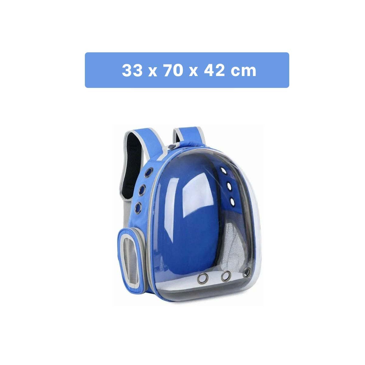 MOCHILA EXPANDIBLE PARA GATO EN AZUL CON BURBUJA TRANSPARENTE Y SOPORTE SEGURO Y+PAPEL REGALO - 4