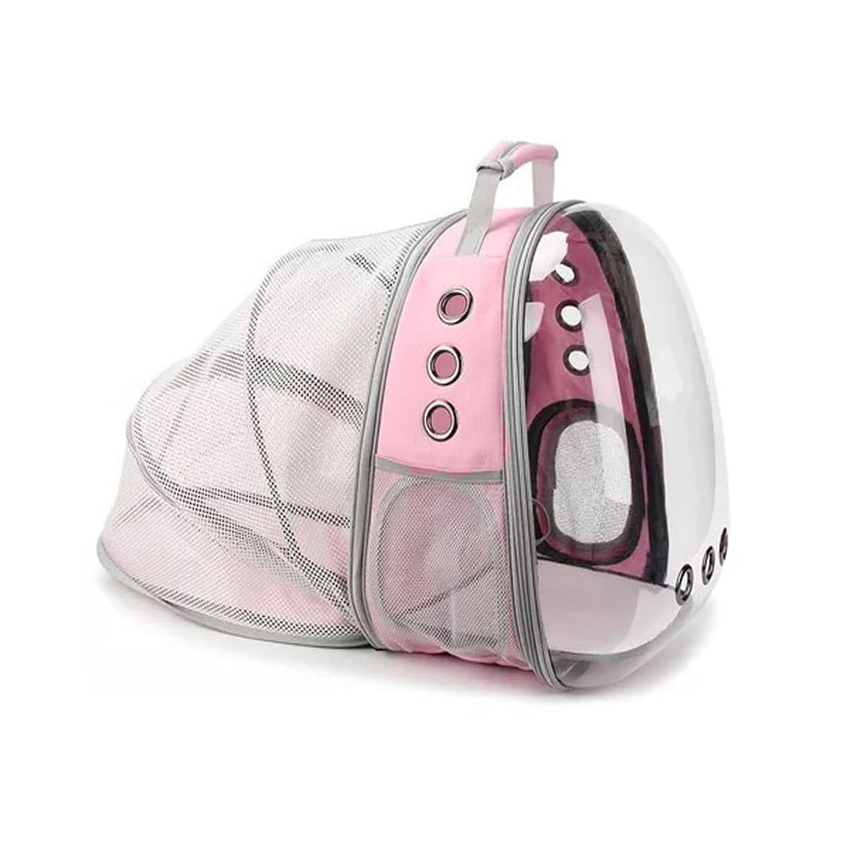 MOCHILA TRANSPORTADORA PARA GATO EN ROSADO CON CAPSULA FRONTAL Y PANEL Y+REGALO STICKER - 3