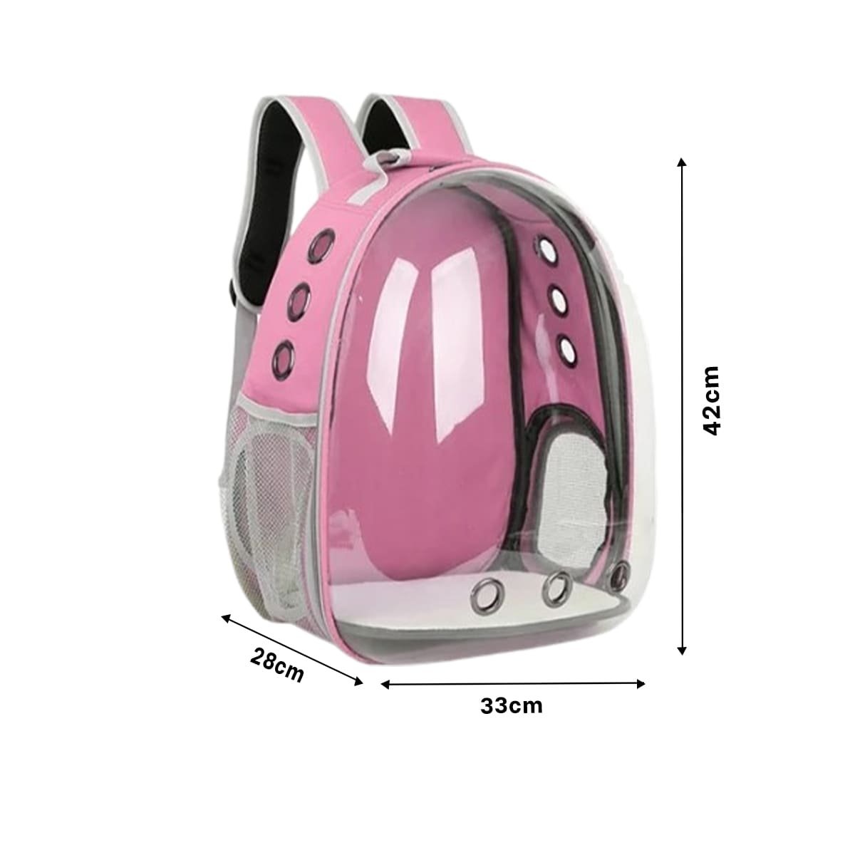 MOCHILA TRANSPORTADORA PARA GATO EN ROSADO CON CAPSULA FRONTAL Y PANEL Y+REGALO STICKER - 4