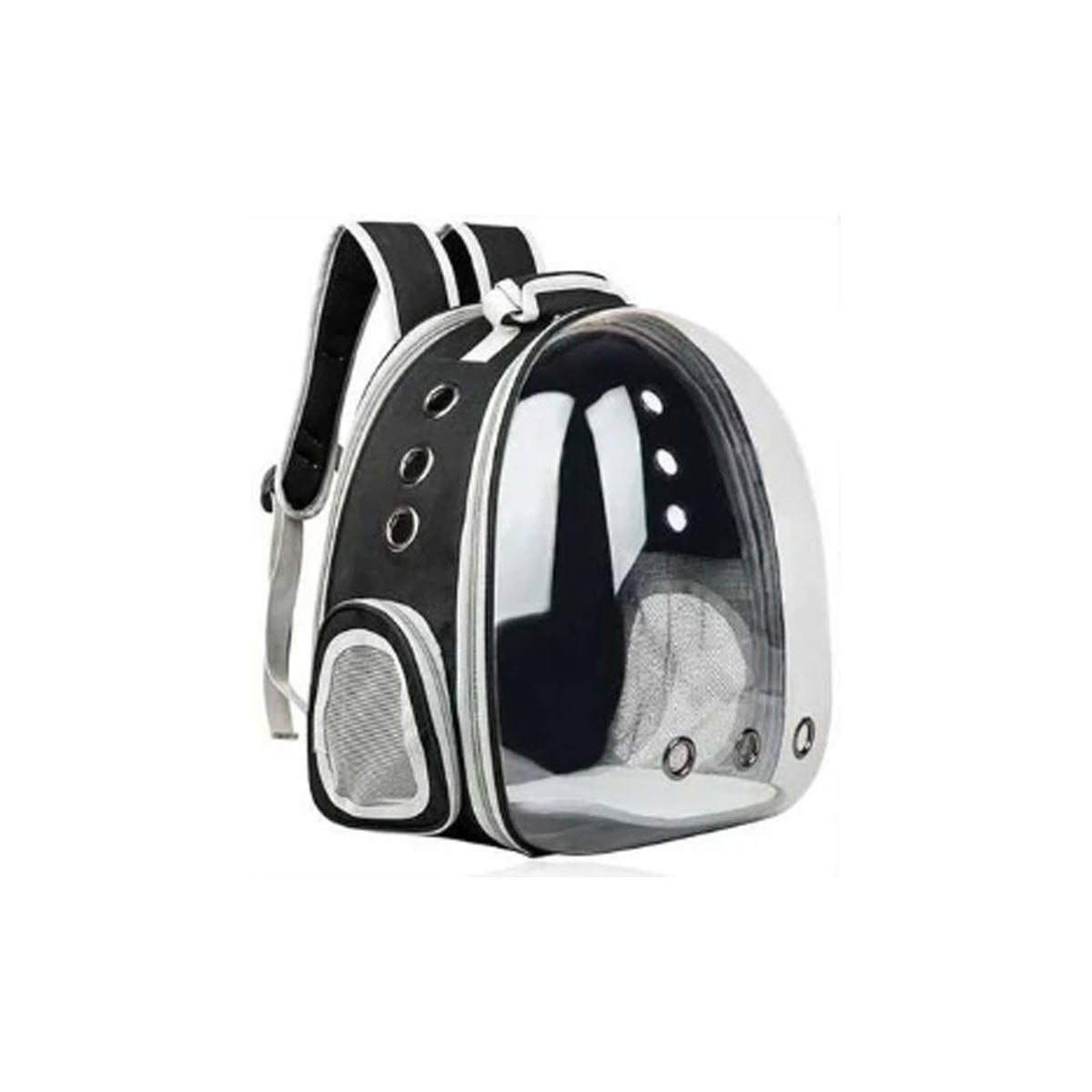 MOCHILA EXPANDIBLE PARA GATO EN NEGRO CON CAPSULA BURBUJA TRANSPARENTE Y+PAPEL REGALO - 1