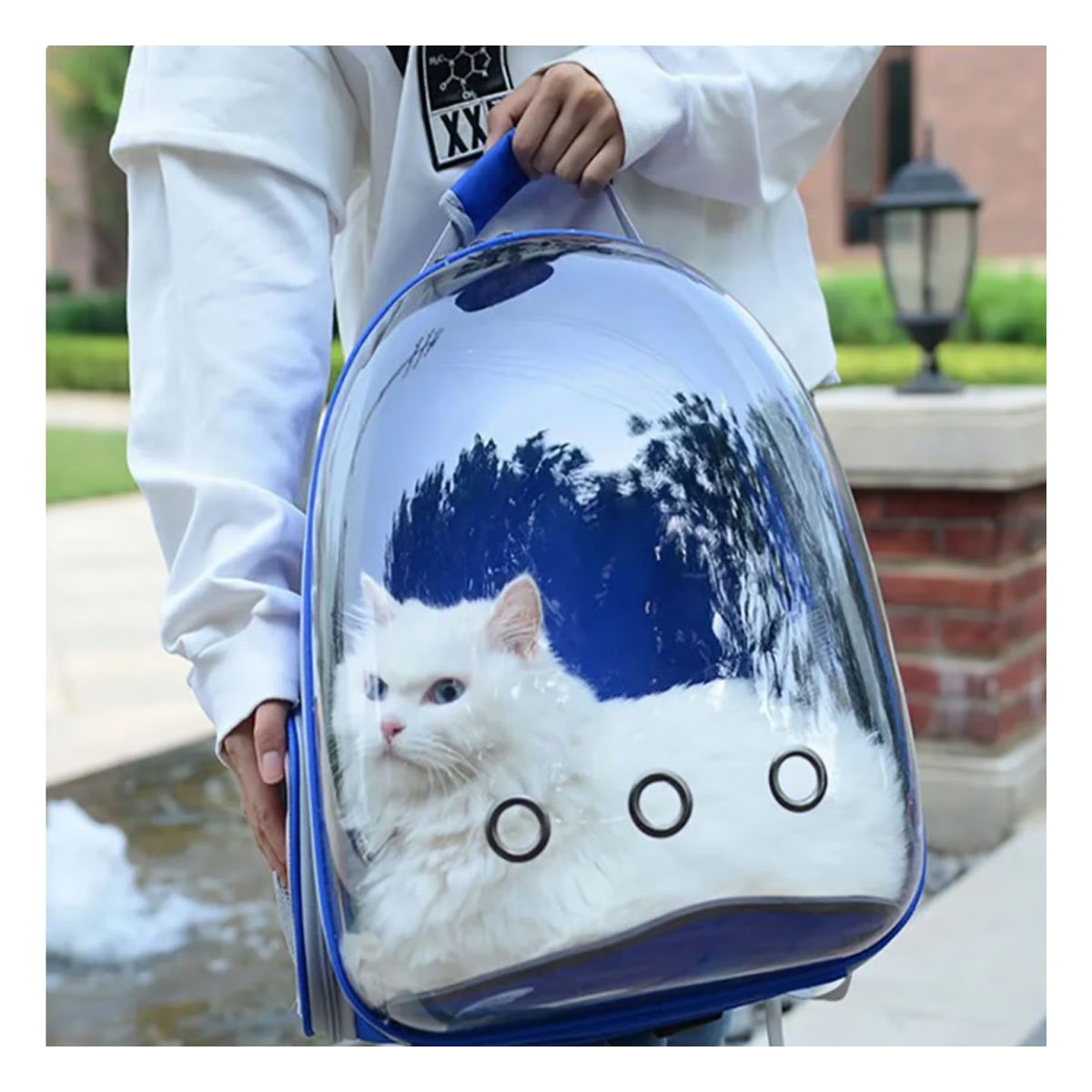 PACK2 CARRIER EXPANDIBLE PARA GATO EN AZUL CON BURBUJA TRANSPARENTE Y PANEL VENTILADO - 2