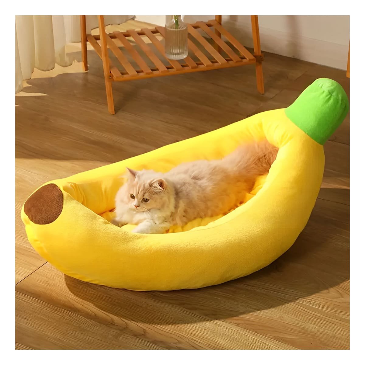PACK2 DESCANSO TIPO PLATANO PARA MASCOTA TALLA L EN COLOR AMARILLO SUAVE Y+PAPEL REGALO - 5