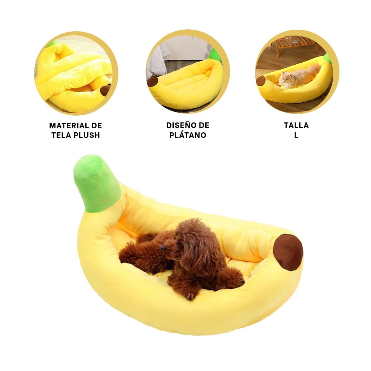 BASE TIPO PLATANO PARA MASCOTA TALLA L EN COLOR AMARILLO SUAVE - 3