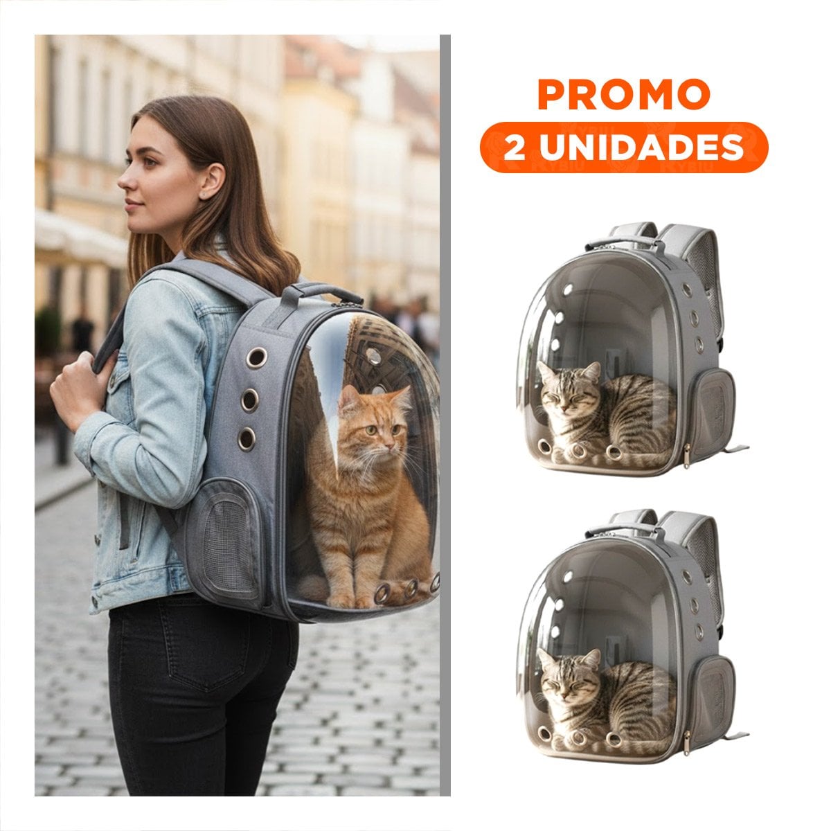 PACK2 CARRIER EXPANDIBLE PARA GATO EN PLOMO CON BURBUJA TRANSPARENTE Y PANEL VENTILADO - 1