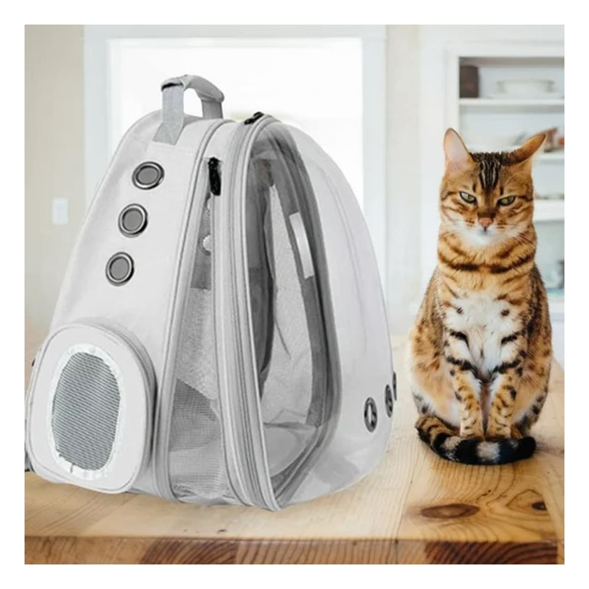PACK2 CARRIER EXPANDIBLE PARA GATO EN PLOMO CON BURBUJA TRANSPARENTE Y PANEL VENTILADO - 2