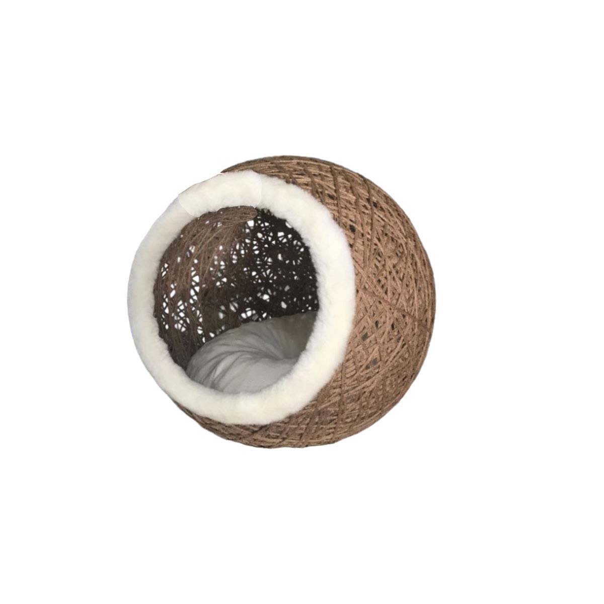 BASE ACOLCHADA DE PELUCHE BLANCO PARA GATOS MARRON CLARO INTERIOR Y+PAPEL REGALO - 1