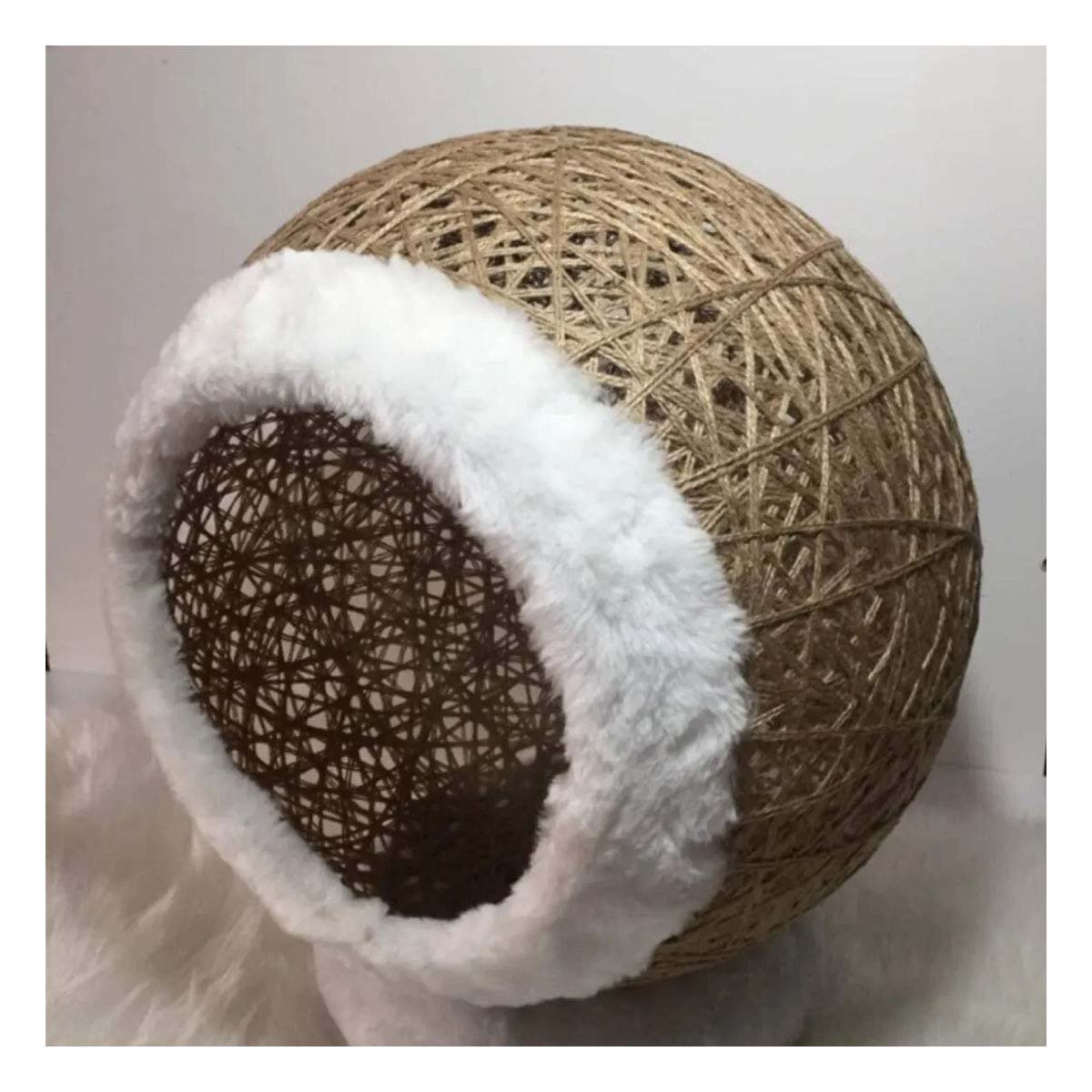BASE ACOLCHADA DE PELUCHE BLANCO PARA GATOS MARRON CLARO INTERIOR Y+PAPEL REGALO - 2
