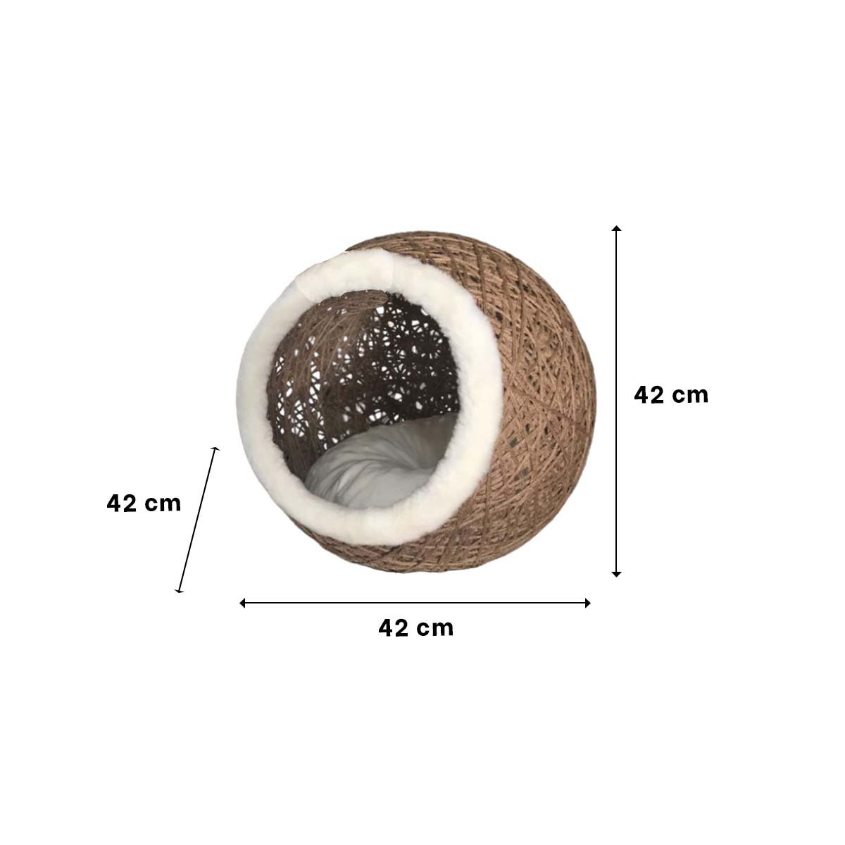 BASE ACOLCHADA DE PELUCHE BLANCO PARA GATOS MARRON CLARO INTERIOR Y+PAPEL REGALO - 4