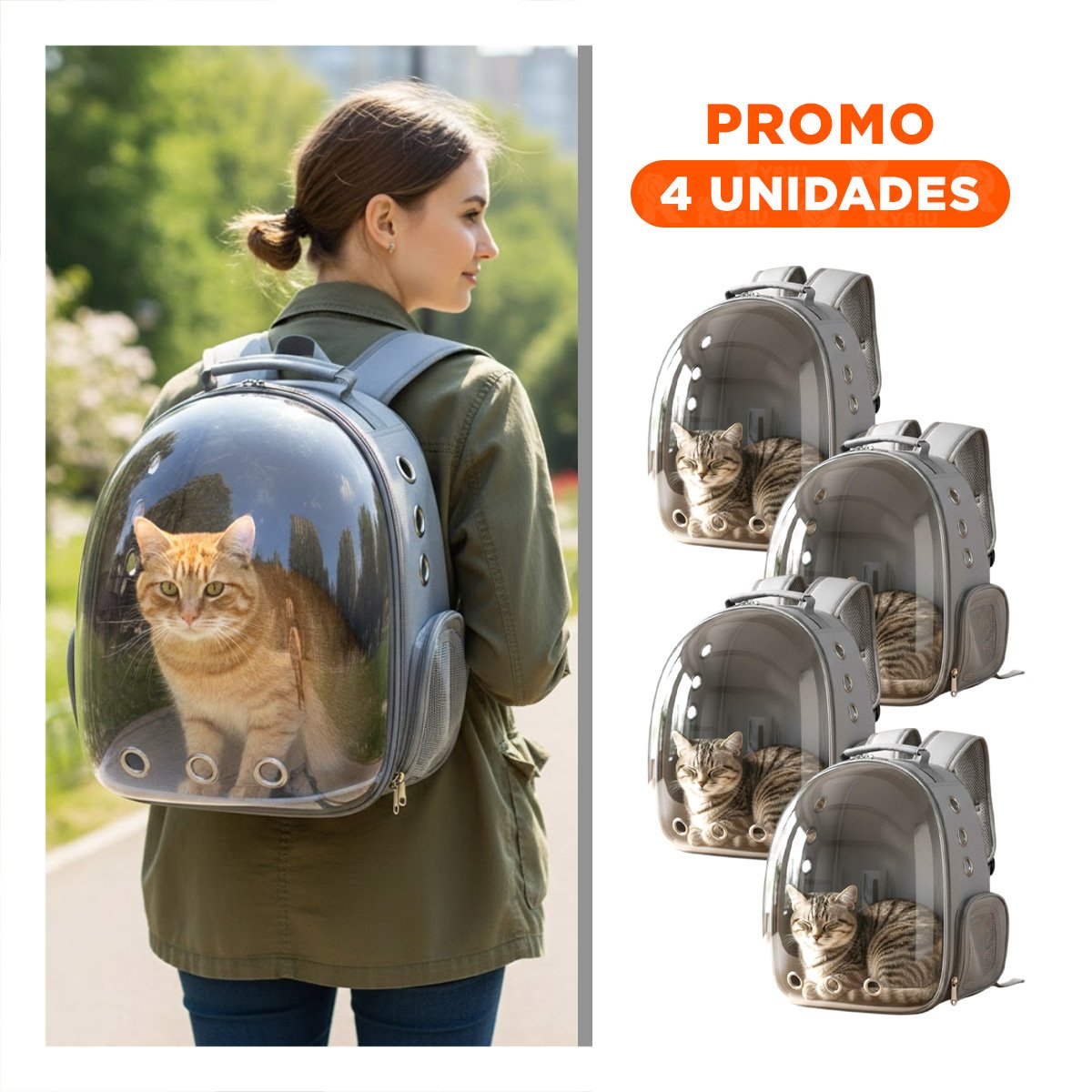 PACK4 MORRAL EXPANDIBLE PARA GATO EN PLOMO CON BURBUJA VISIBLE Y SOPORTE FIRME Y+REGALO STICKER - 1