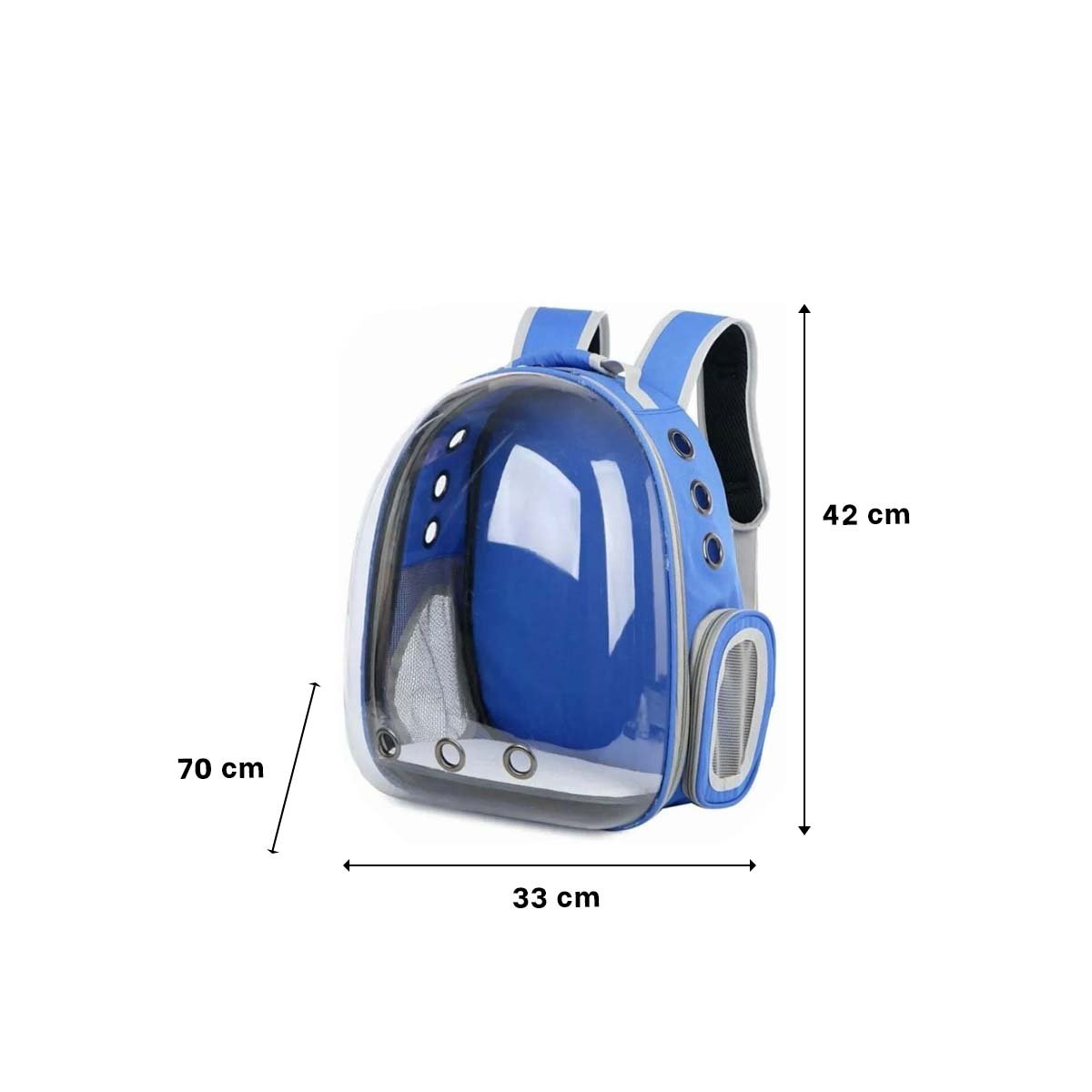 MOCHILA BURBUJA EXPANDIBLE PARA GATO EN AZUL CON ESPACIO AMPLIO Y BASE ESTABLE - 4