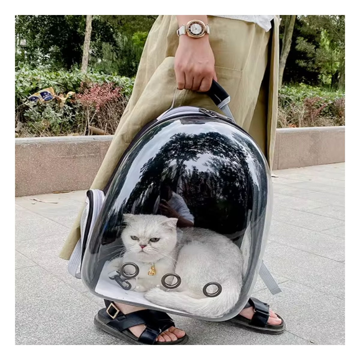 PACK2 CARRIER RESISTENTE PARA GATO EN NEGRO CON BURBUJA EXPANDIBLE Y CIERRE SEGURO - 3