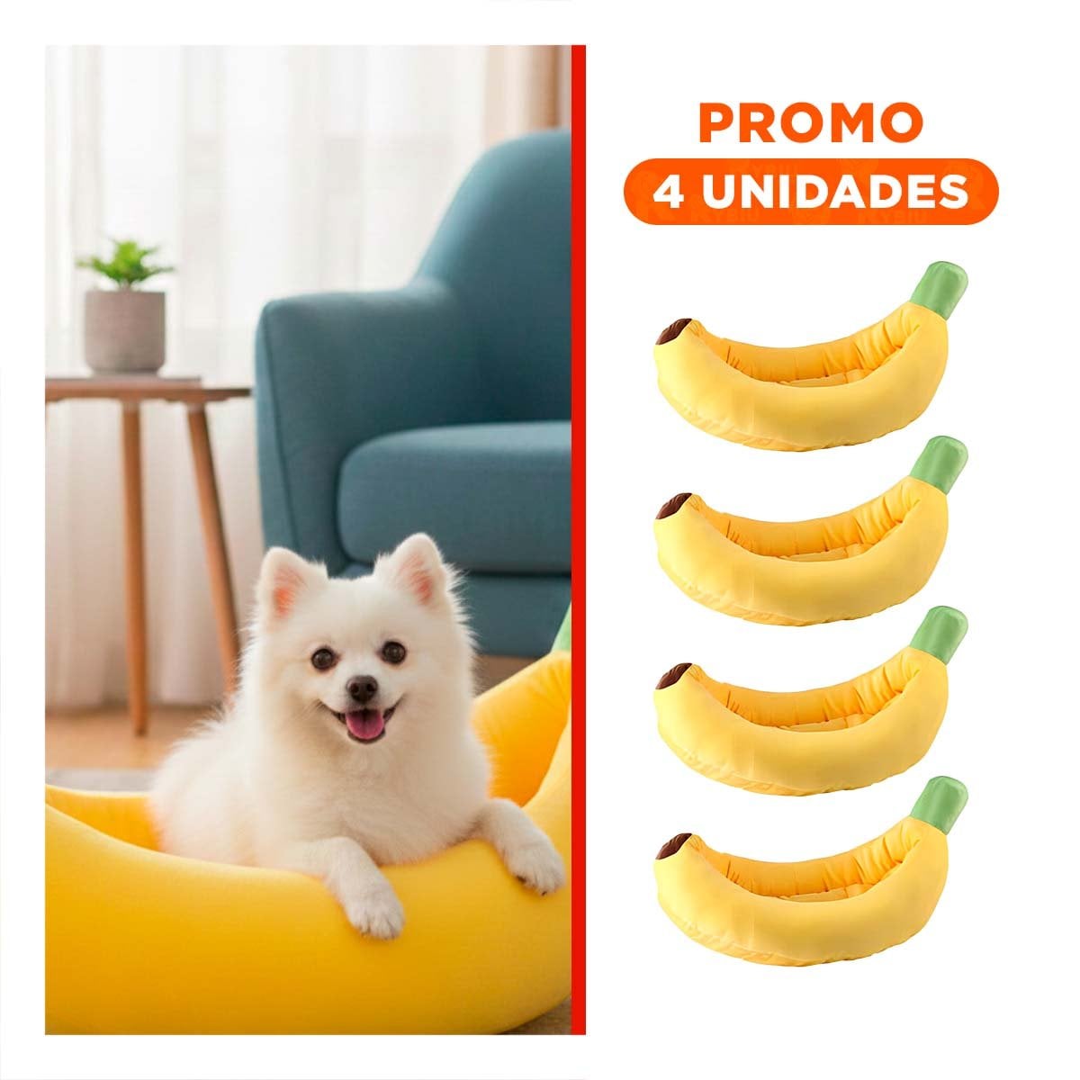 PACK4 DESCANSO CONFORTABLE Y ENVOLVENTE TIPO PLATANO PARA MASCOTA TALLA L Y+REGALO STICKER - 1