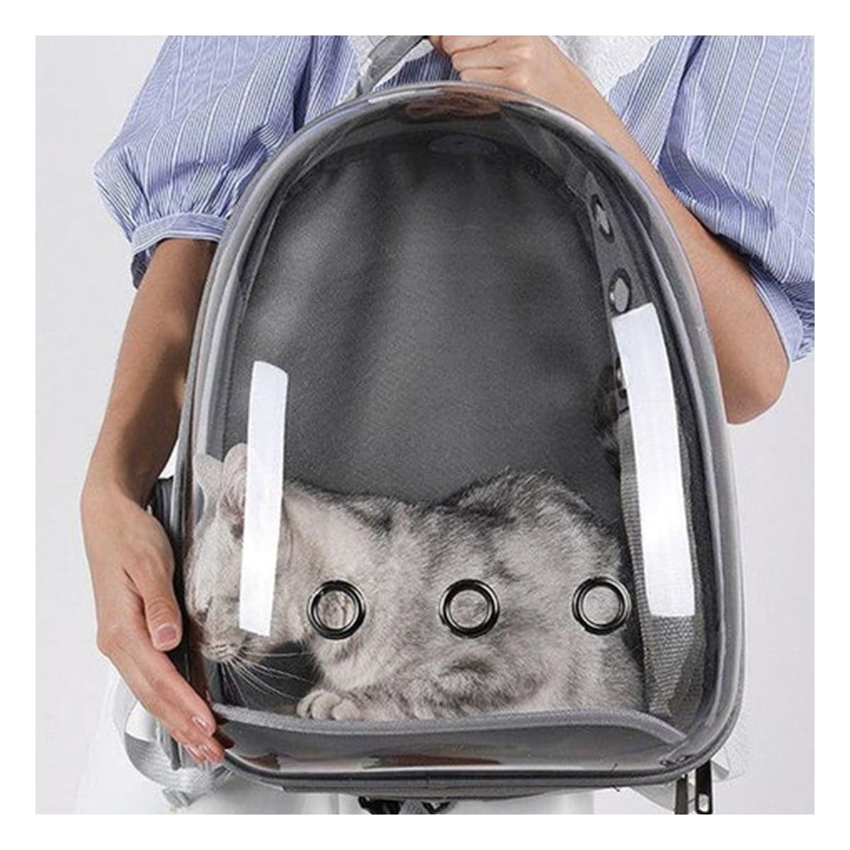 MOCHILA PORTATIL PARA GATO EN PLOMO CON BURBUJA VISIBLE Y DISENO ERGONOMICO Y+LIGAS REGALO - 1