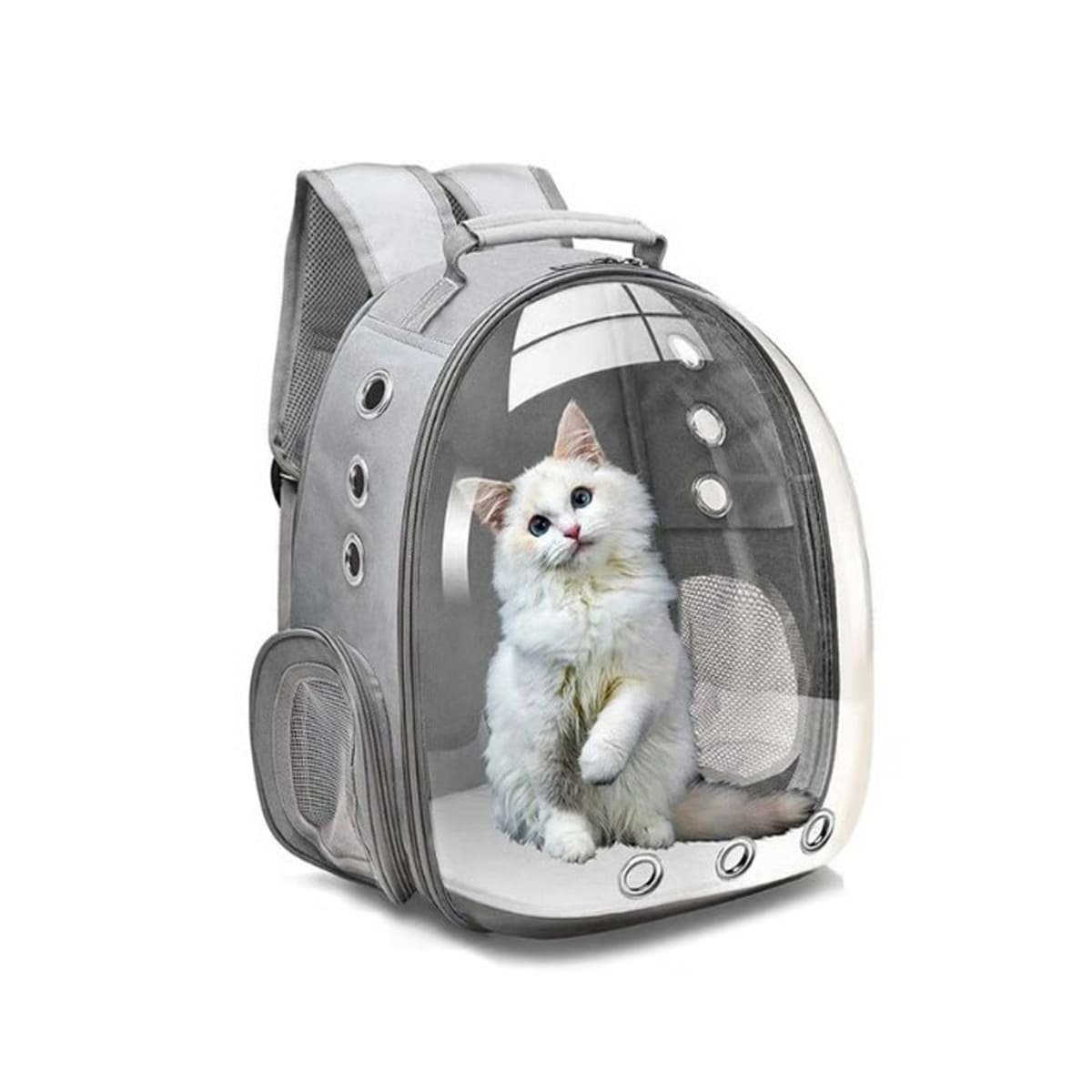MOCHILA PORTATIL PARA GATO EN PLOMO CON BURBUJA VISIBLE Y DISENO ERGONOMICO Y+LIGAS REGALO - 3