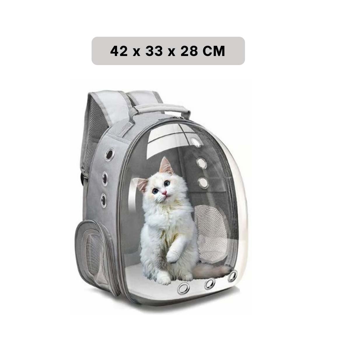 MOCHILA PORTATIL PARA GATO EN PLOMO CON BURBUJA VISIBLE Y DISENO ERGONOMICO Y+LIGAS REGALO - 4