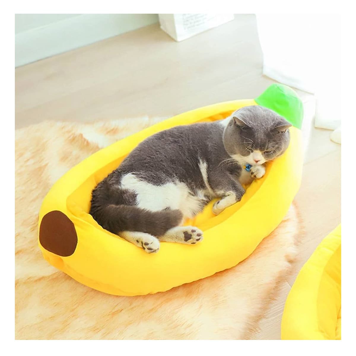 PACK2 DESCANSO ACOLCHADO ESTILO PLATANO PARA MASCOTA TALLA S AMARILLO VIBRANTE Y+REGALO STICKER - 5