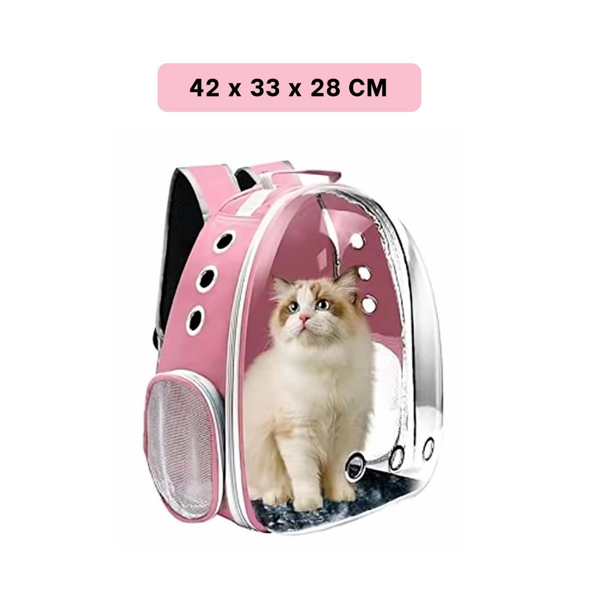 PACK2 CARRIER MODERNO PARA GATO EN ROSADO CON CAPSULA FRONTAL Y+REGALO STICKER - 4