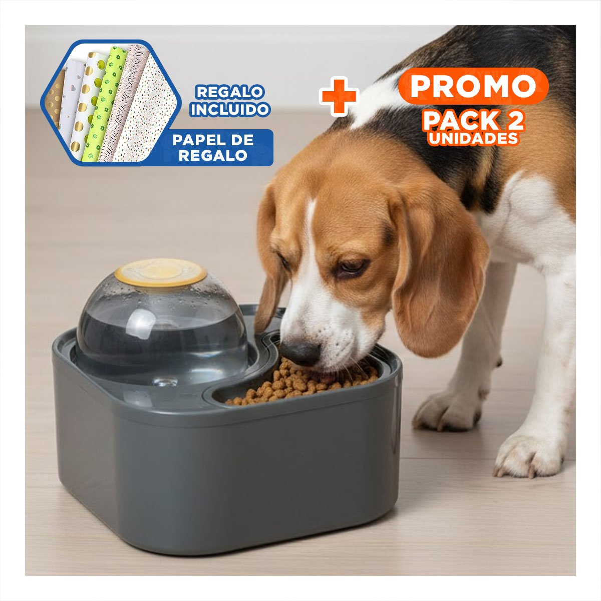 PACK2 FUENTE DOBLE CUADRADO CON ESFERA PET PLOMO DE PLASTICO MUY UTIL Y+PAPEL REGALO - 1
