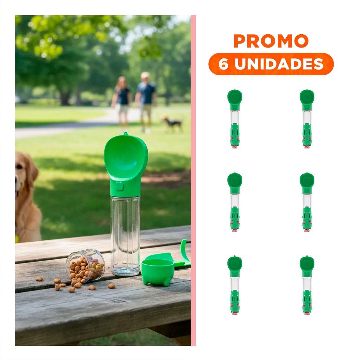 PACK6 CONTENEDOR DE VIAJE 4 EN 1 VERDE GRANDE PARA SUS MANOS CON MANEJO FACIL - 1