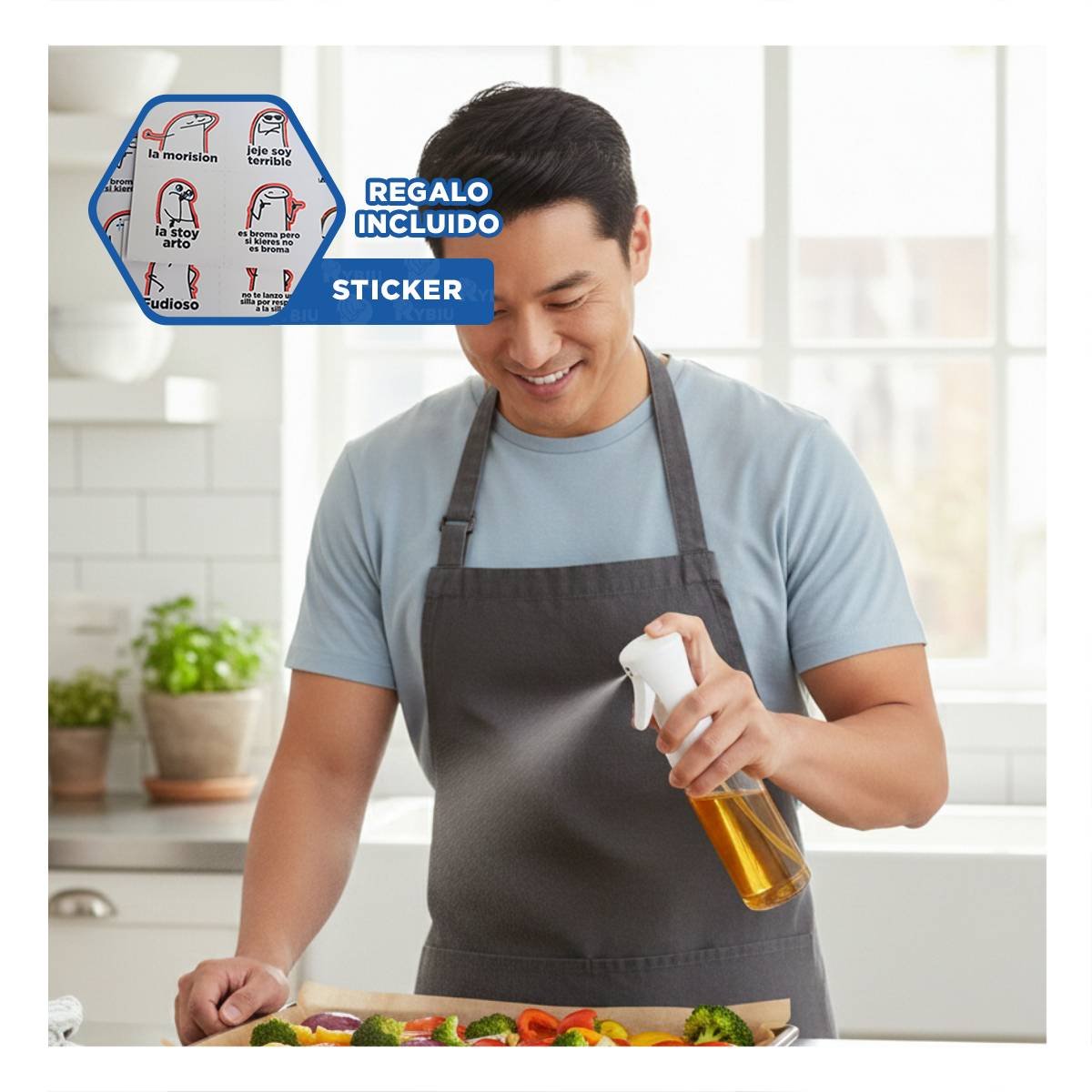 DISPENSADOR DE ACEITE BLANCO 220ML CON TONO BLANCO PARA MAS LIMPIEZA Y+REGALO STICKER - 1