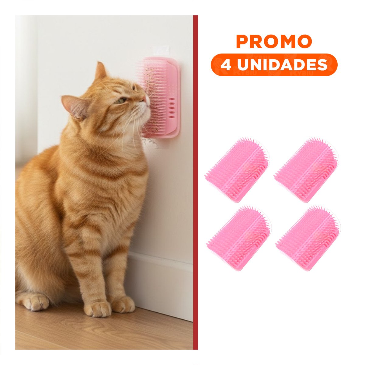 PACK4 CEPILLO DE PARED ROSADO MAS GATERA PARA LA SATISFACCION DE SU MASCOTA Y+REGALO STICKER - 1