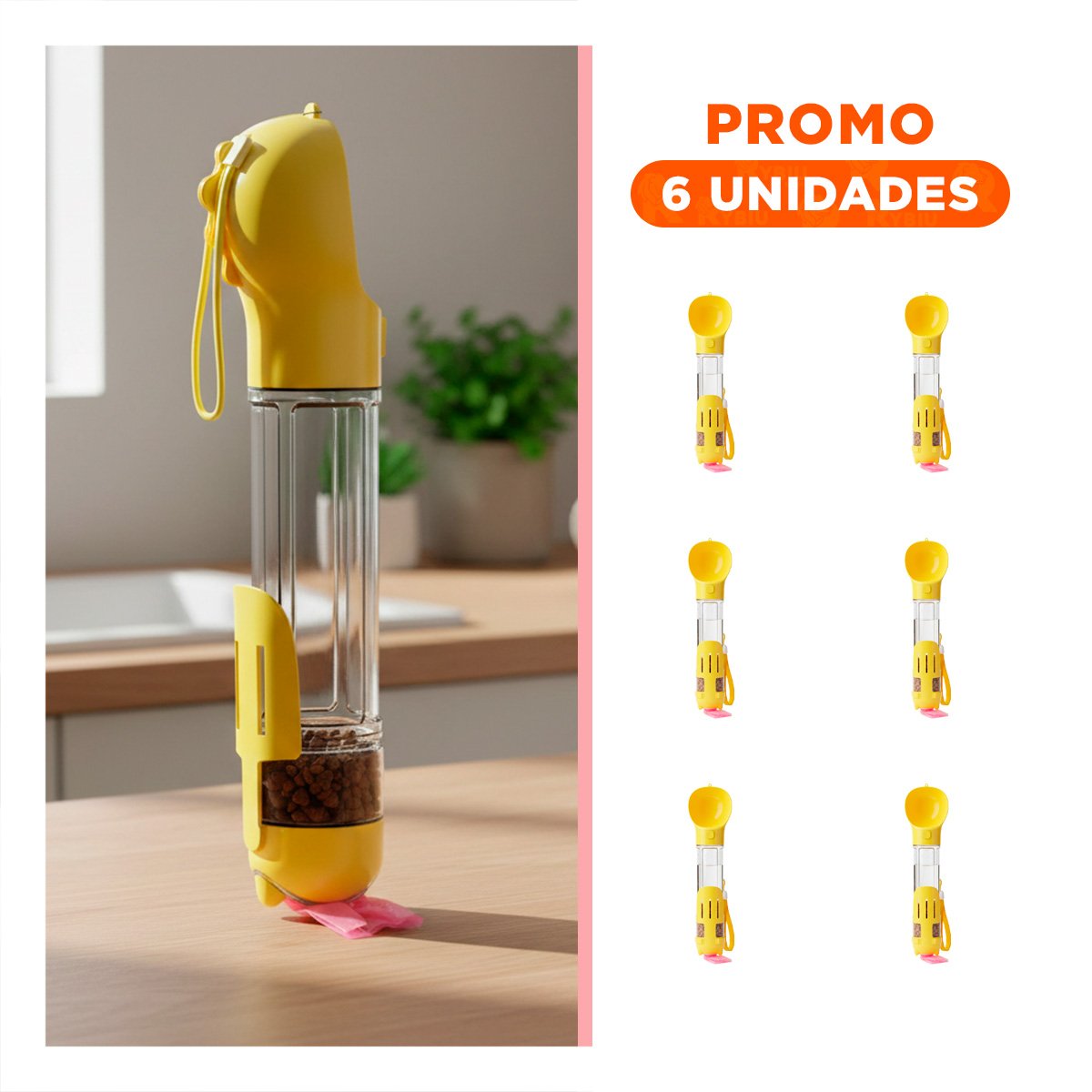 PACK6 CONTENEDOR DE VIAJE 4 EN 1 AMARILLO GRANDE PARA SUS MANOS CON MANEJO FACIL - 1