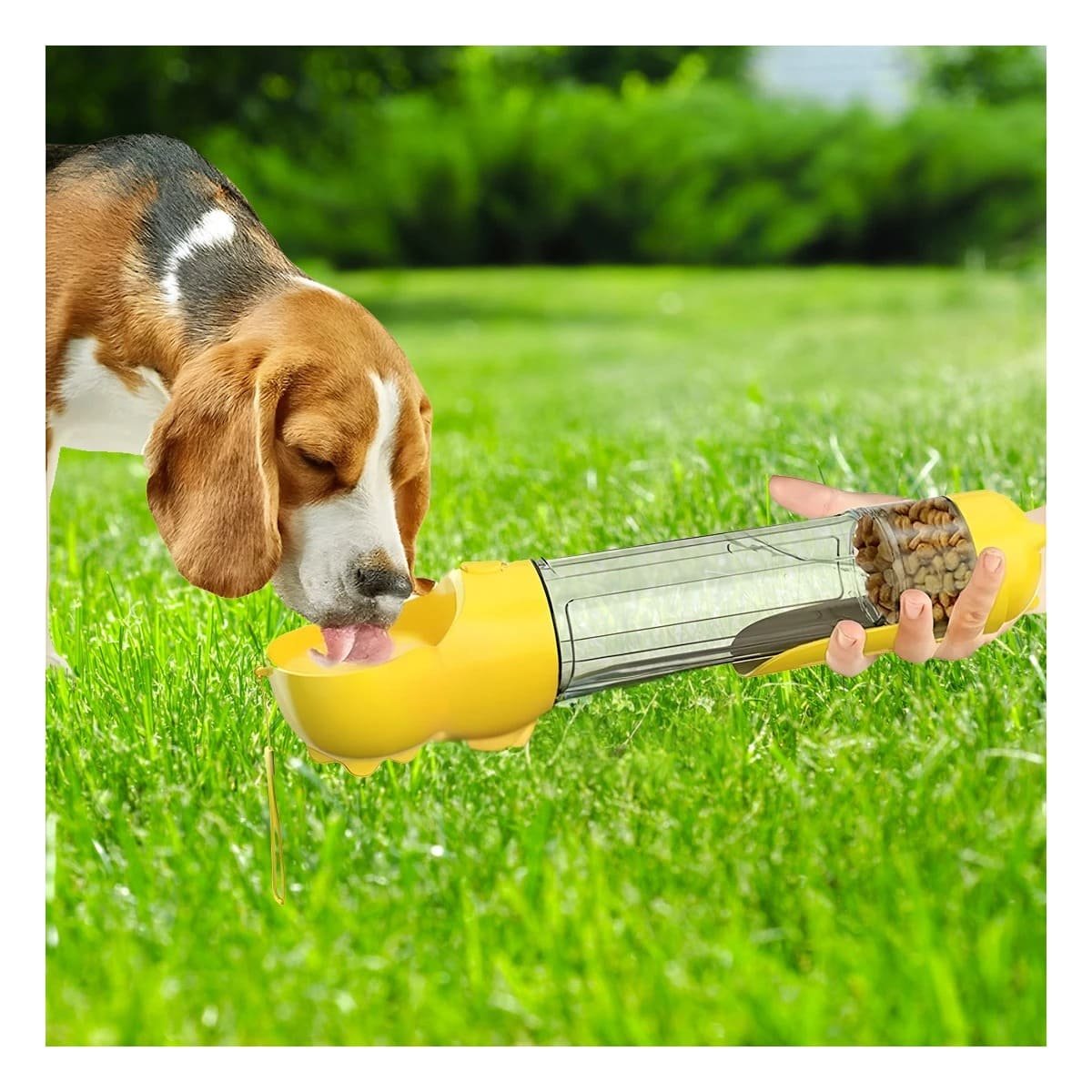 PACK4 BOTELLA 4 EN 1 DISPENSADOR CON BOLSITA AMARILLO GRANDE MUY ACTIVO DE PASEO Y+PAPEL REGALO - 2