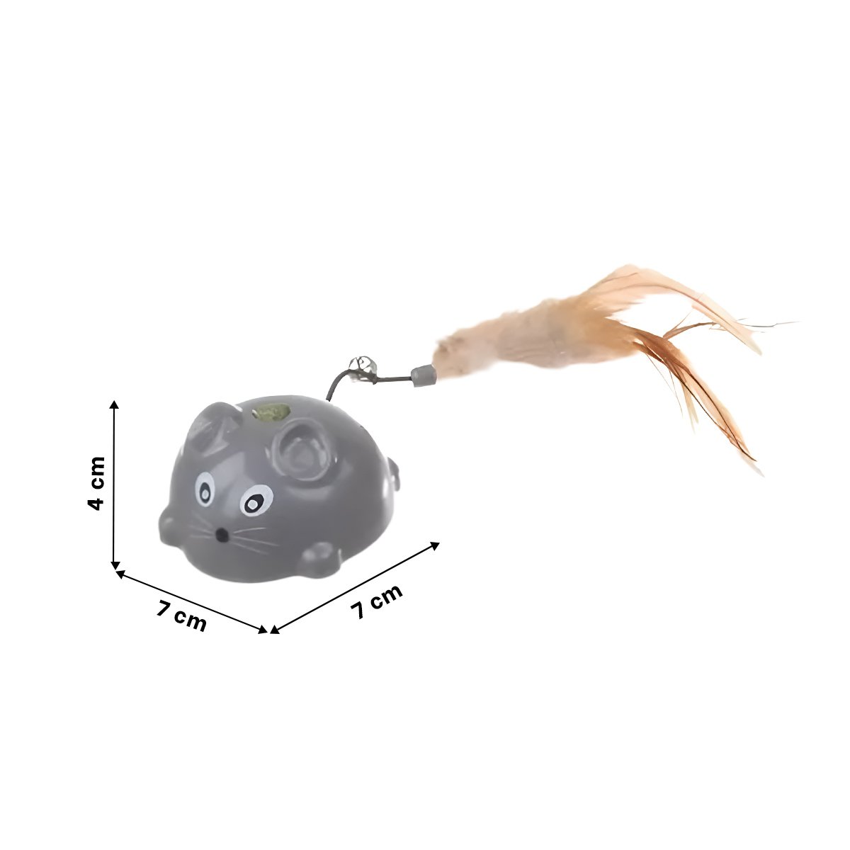 PACK6 ACCESORIO DE JUEGO RATON CON PLUMA PLOMO MUY SUAVE PARA SU MASCOTA Y+PAPEL REGALO - 4