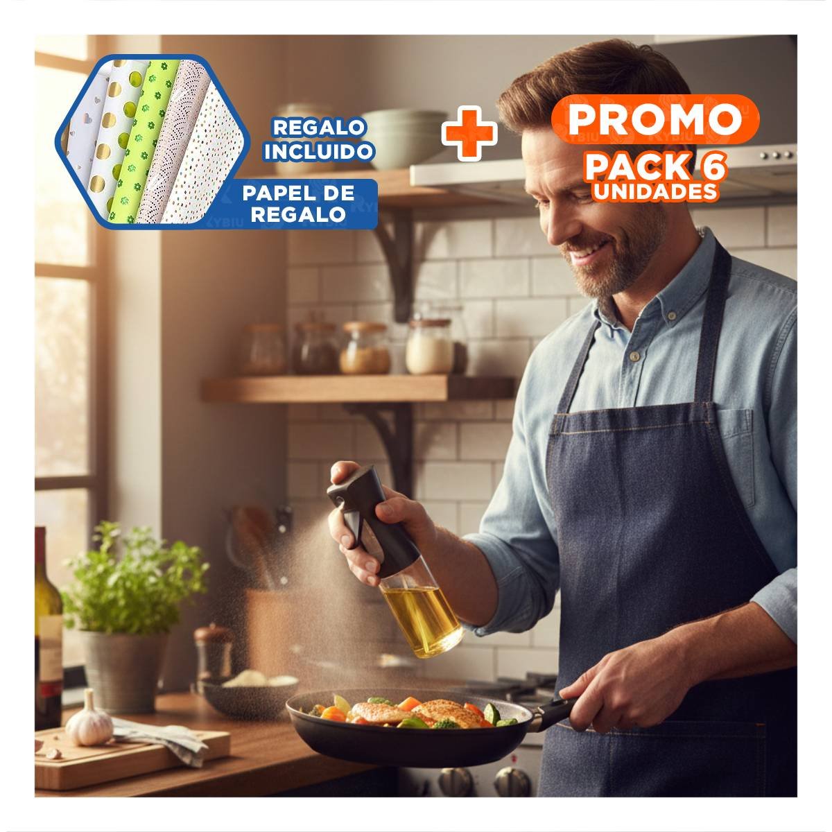 PACK6 PULVERIZADOR DE VIDRIO NEGRO 220ML PARA CREAR RECETAS CON SU FAMILIA Y+PAPEL REGALO - 1