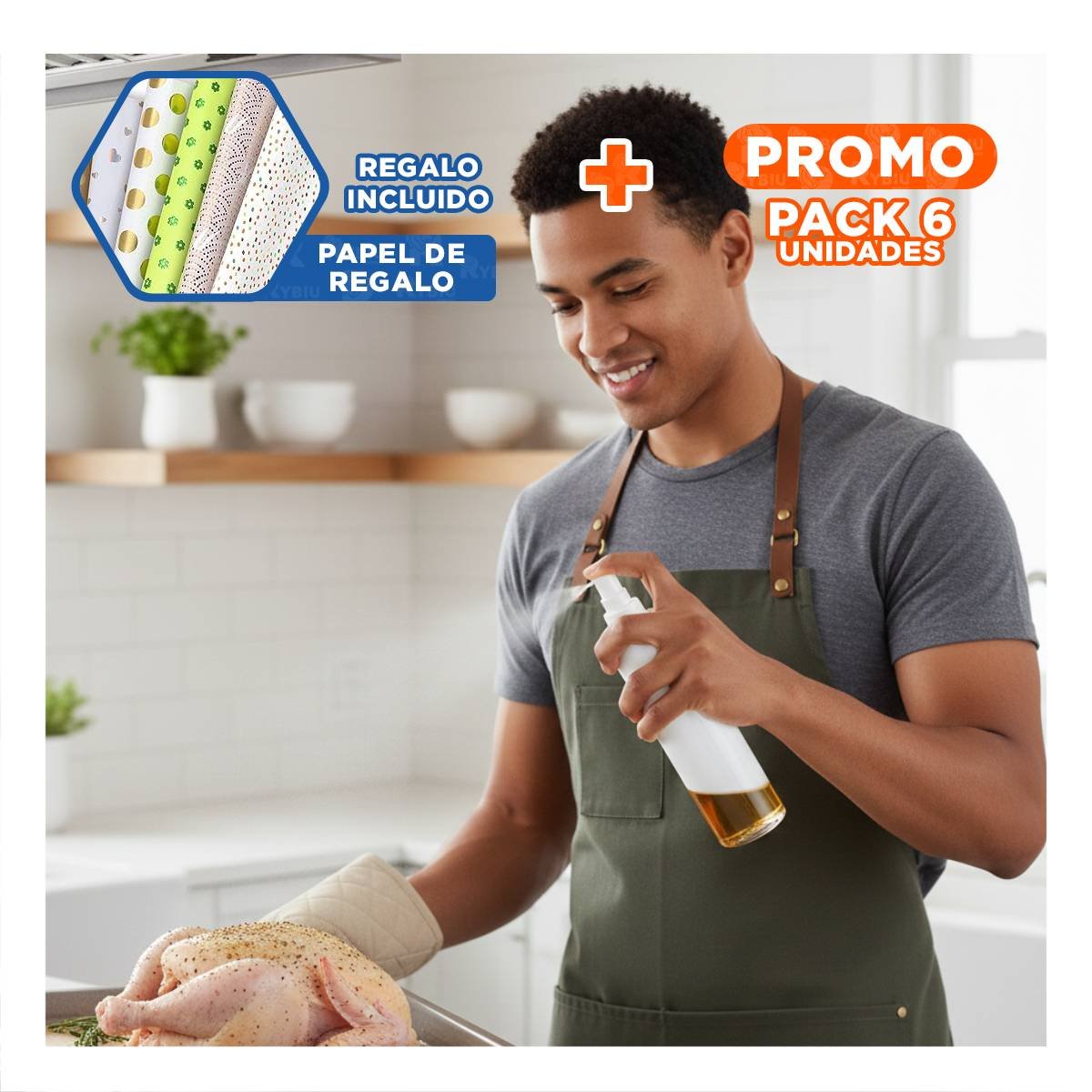 PACK6 PULVERIZADOR DE VIDRIO BLANCO 220ML PARA CREAR RECETAS CON SU FAMILIA Y+PAPEL REGALO - 1
