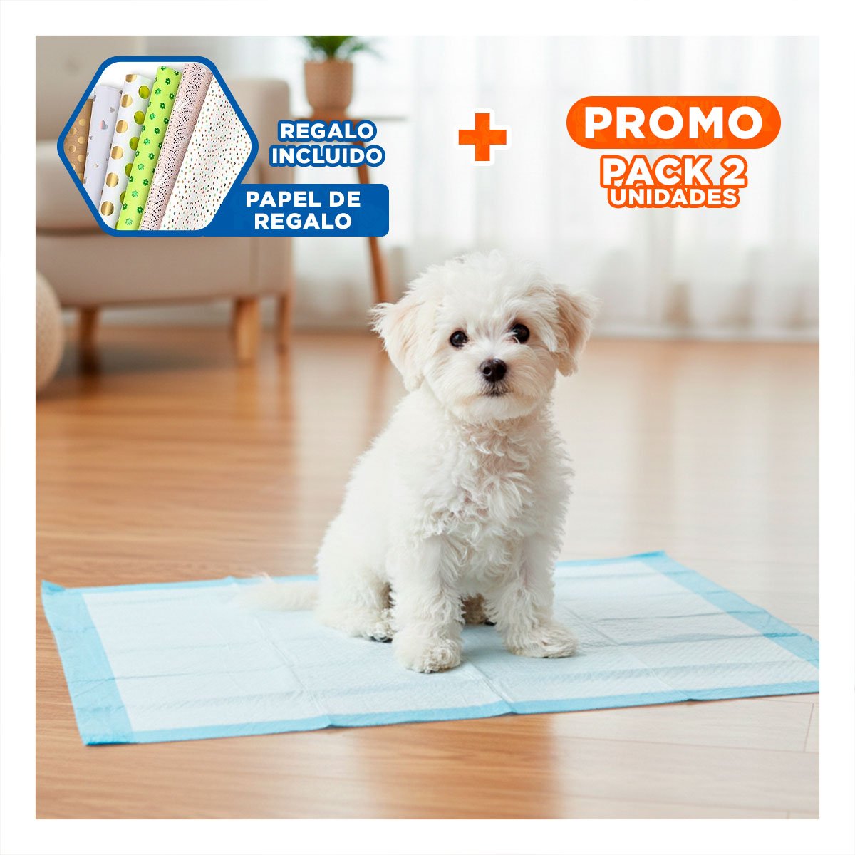 PACK2 PAÑAL DE PISO PET TALLA S CELESTE MUY UTIL PARA UN CUIDADO CON MUCHA CALMA Y+PAPEL REGALO - 1