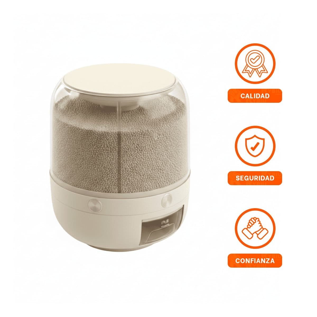 BASE DE DISPENSADOR DE GRANOS DE 27X27CM CREMA GIRATORIO PARA SERVIR ALIMENTOS - 3