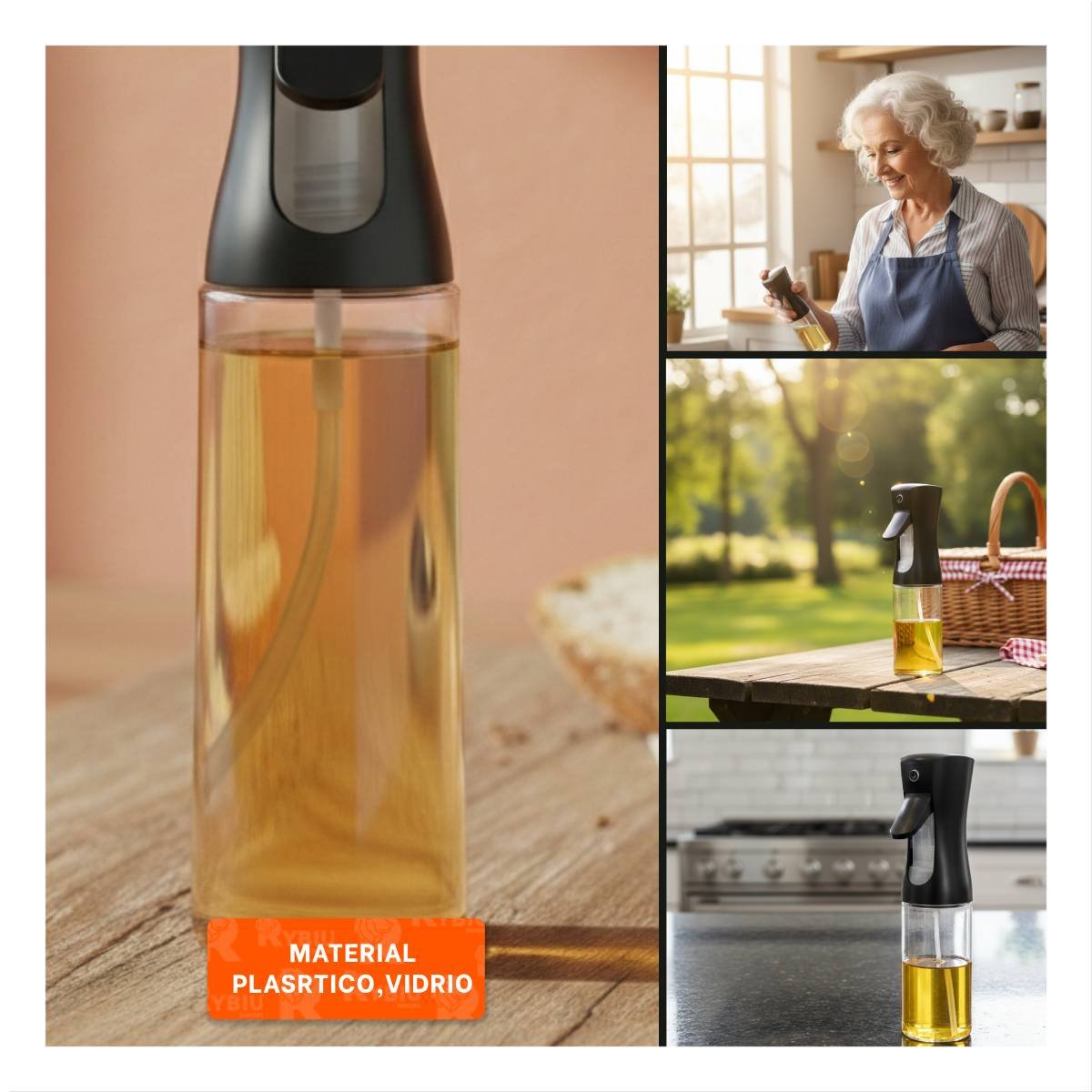 PACK4 DISPENSADOR DE ACEITE NEGRO 220ML PARA FOMENTAR HABITOS MUY BUENOS Y+REGALO STICKER - 2