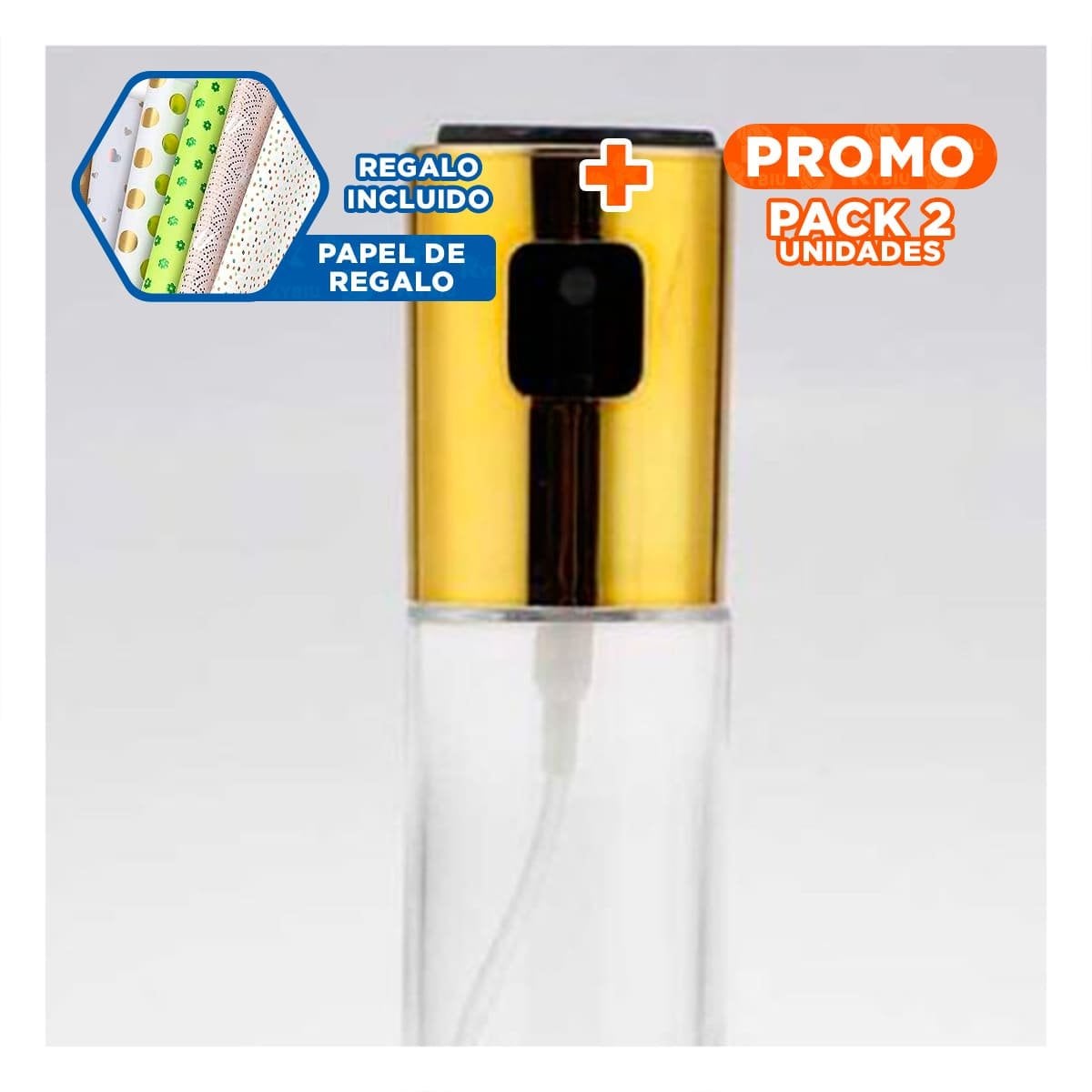 PACK2 PULVERIZADOR DE VIDRIO DORADO 100ML CON RESISTENCIA PARA USO DIARIO Y+PAPEL REGALO - 1