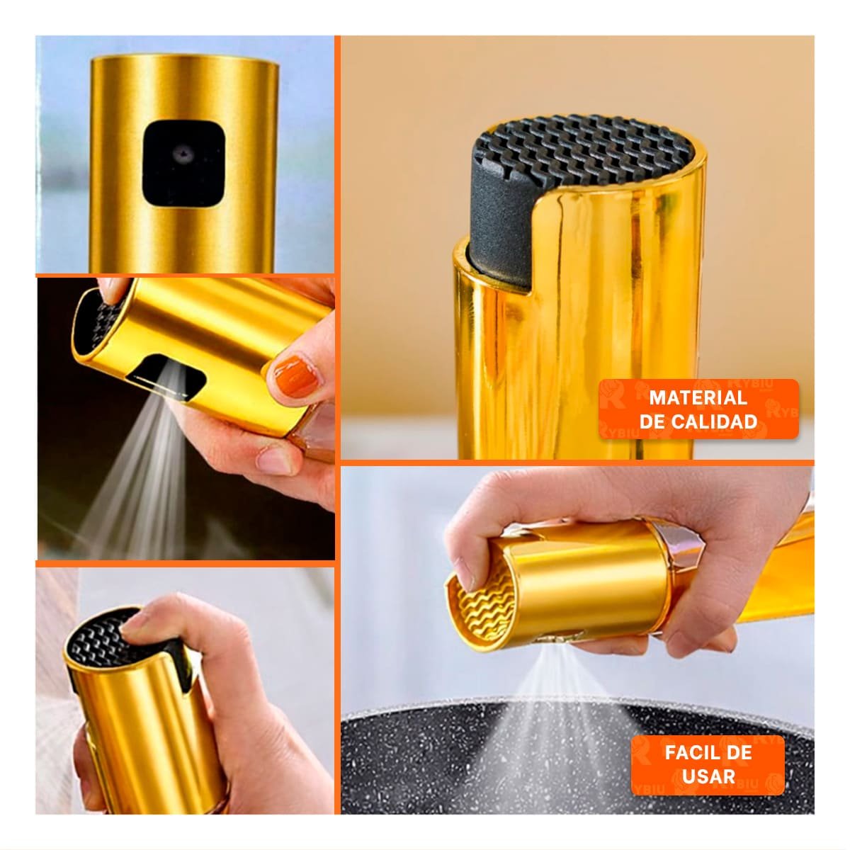 PACK2 PULVERIZADOR DE VIDRIO DORADO 100ML CON RESISTENCIA PARA USO DIARIO Y+PAPEL REGALO - 3