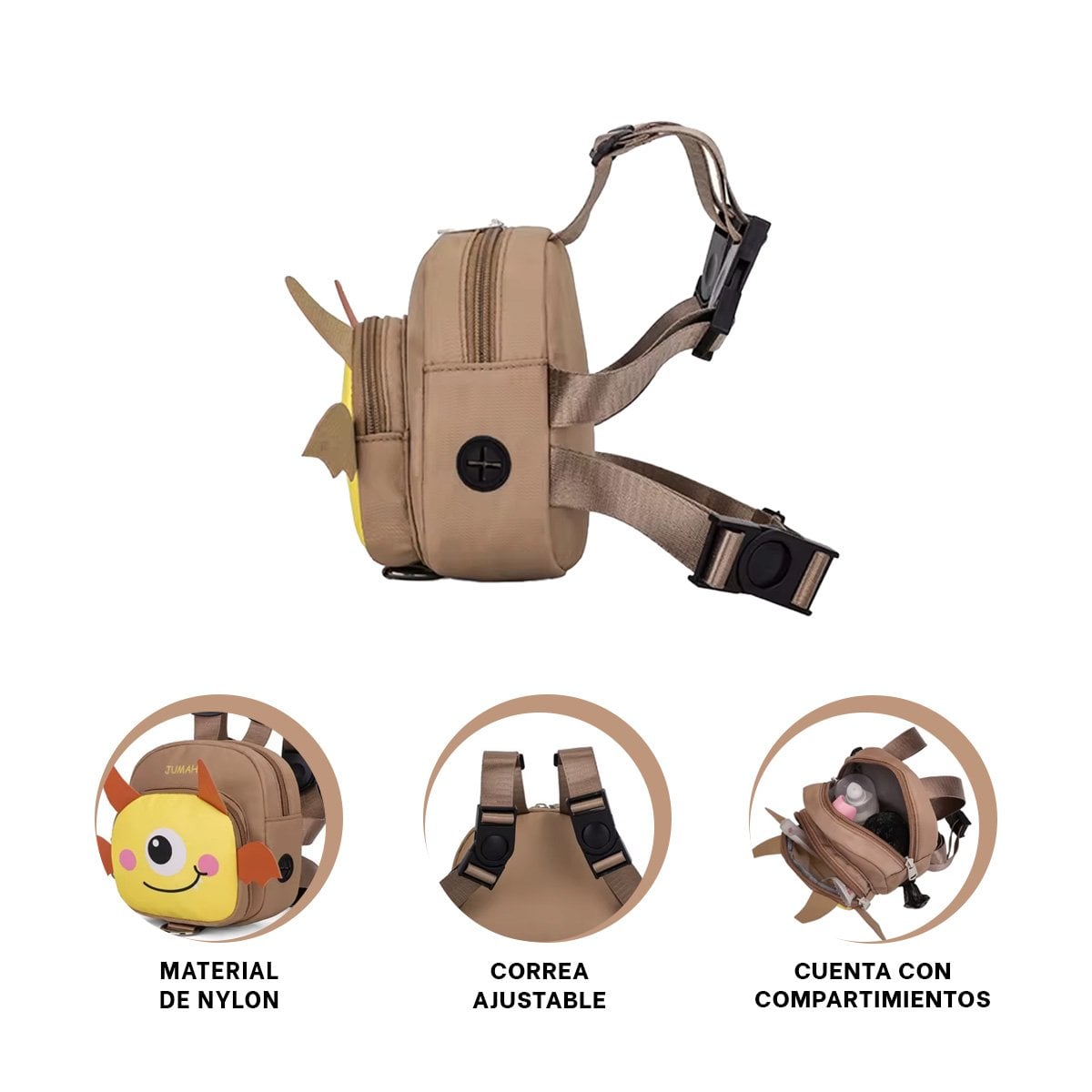 MOCHILA PEQUEÑA PARA MASCOTA COLOR MOSTAZA DE MURCIELAGO DE MODELO FINO - 3