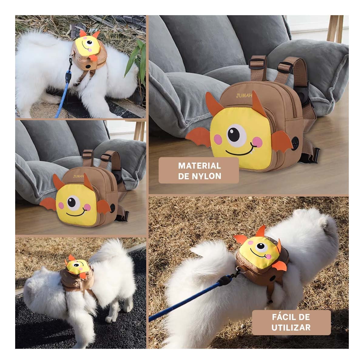 MOCHILA PEQUEÑA PARA MASCOTA COLOR MOSTAZA DE MURCIELAGO DE MODELO FINO - 5