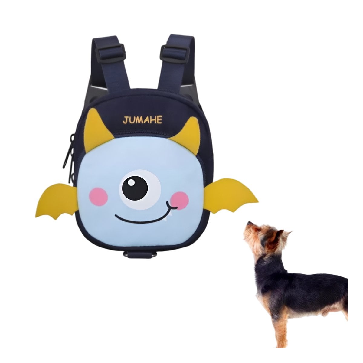 MOCHILA PEQUEÑA PARA MASCOTA COLOR AZUL DE MURCIELAGO MUY LINDO REAL Y+LIGAS REGALO - 3