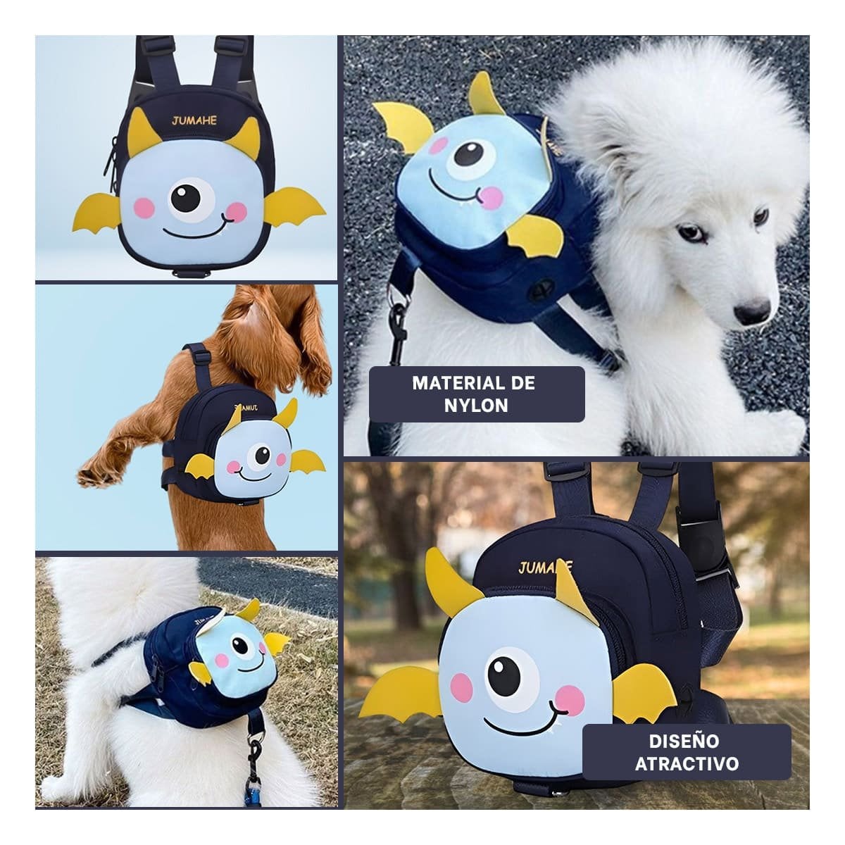 MOCHILA PEQUEÑA PARA MASCOTA COLOR AZUL DE MURCIELAGO MUY LINDO REAL Y+LIGAS REGALO - 5