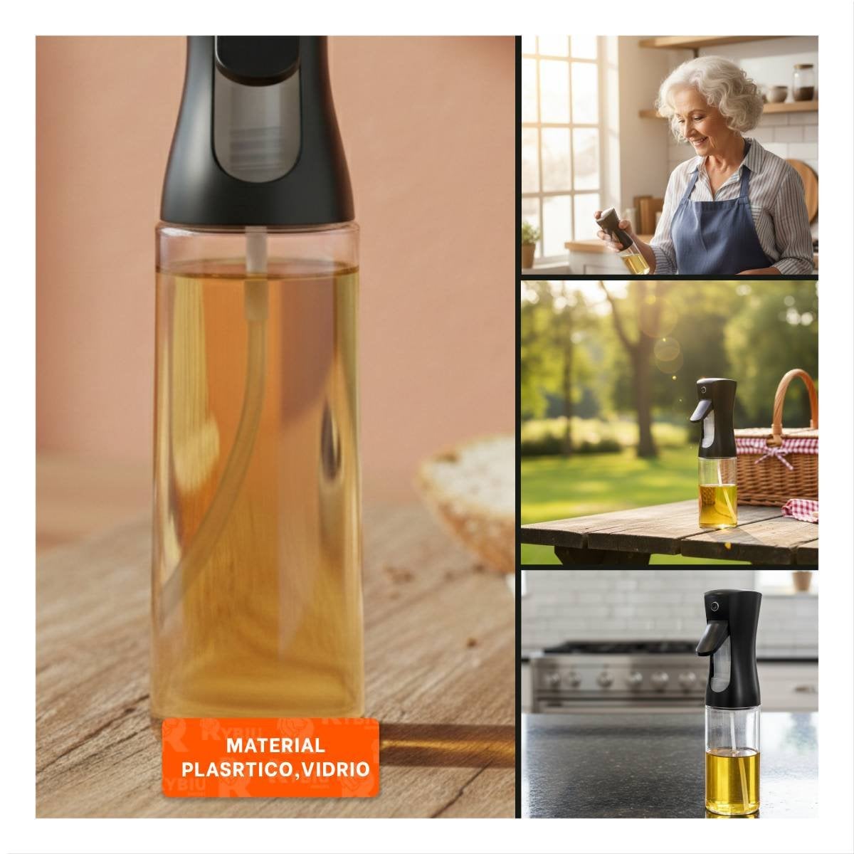 PULVERIZADOR DE VIDRIO NEGRO 220ML CON CIERRE PARA LA FRESCURA REAL Y+POST IT - 5