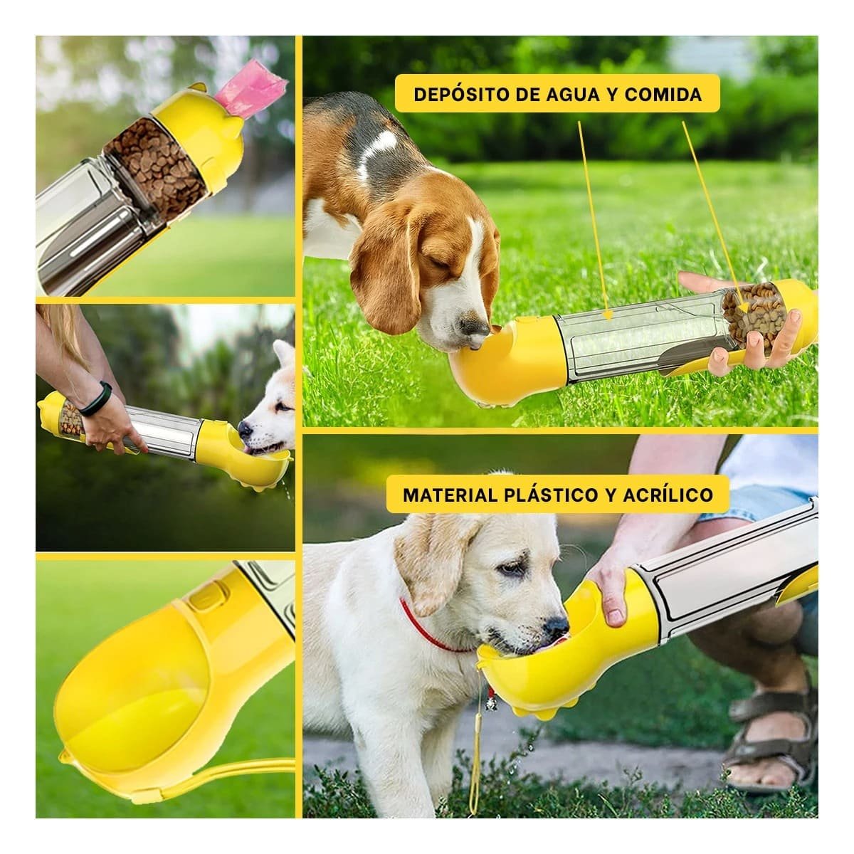 PACK2 BOTELLA 4 EN 1 DISPENSADOR CON BOLSITA AMARILLO GRANDE MUY UTIL DE MANEJAR Y+PAPEL REGALO - 3