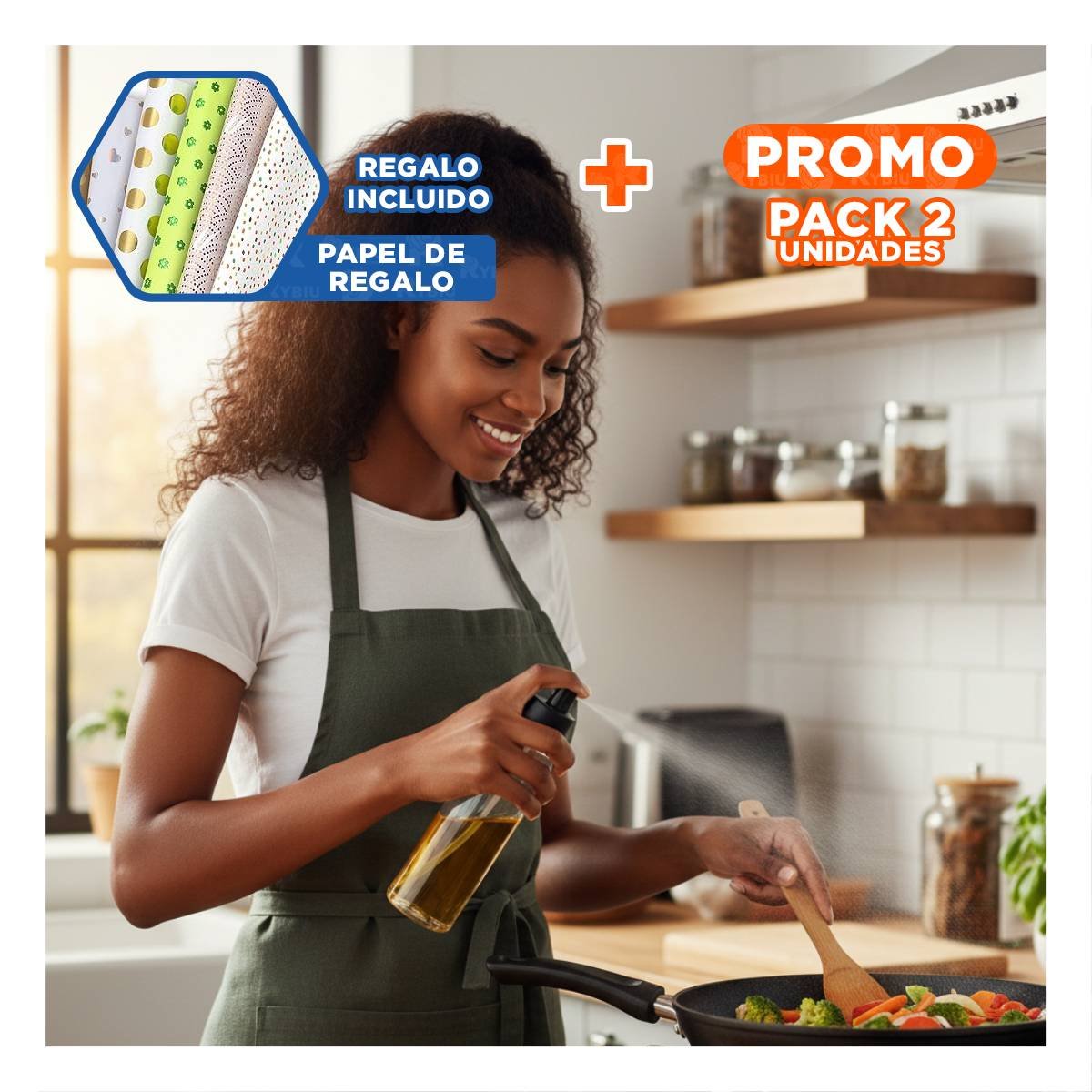 PACK2 DISPENSADOR DE ACEITE NEGRO 220ML PARA UNA TARDE DE ORDEN EN FAMILIA Y+PAPEL REGALO - 1