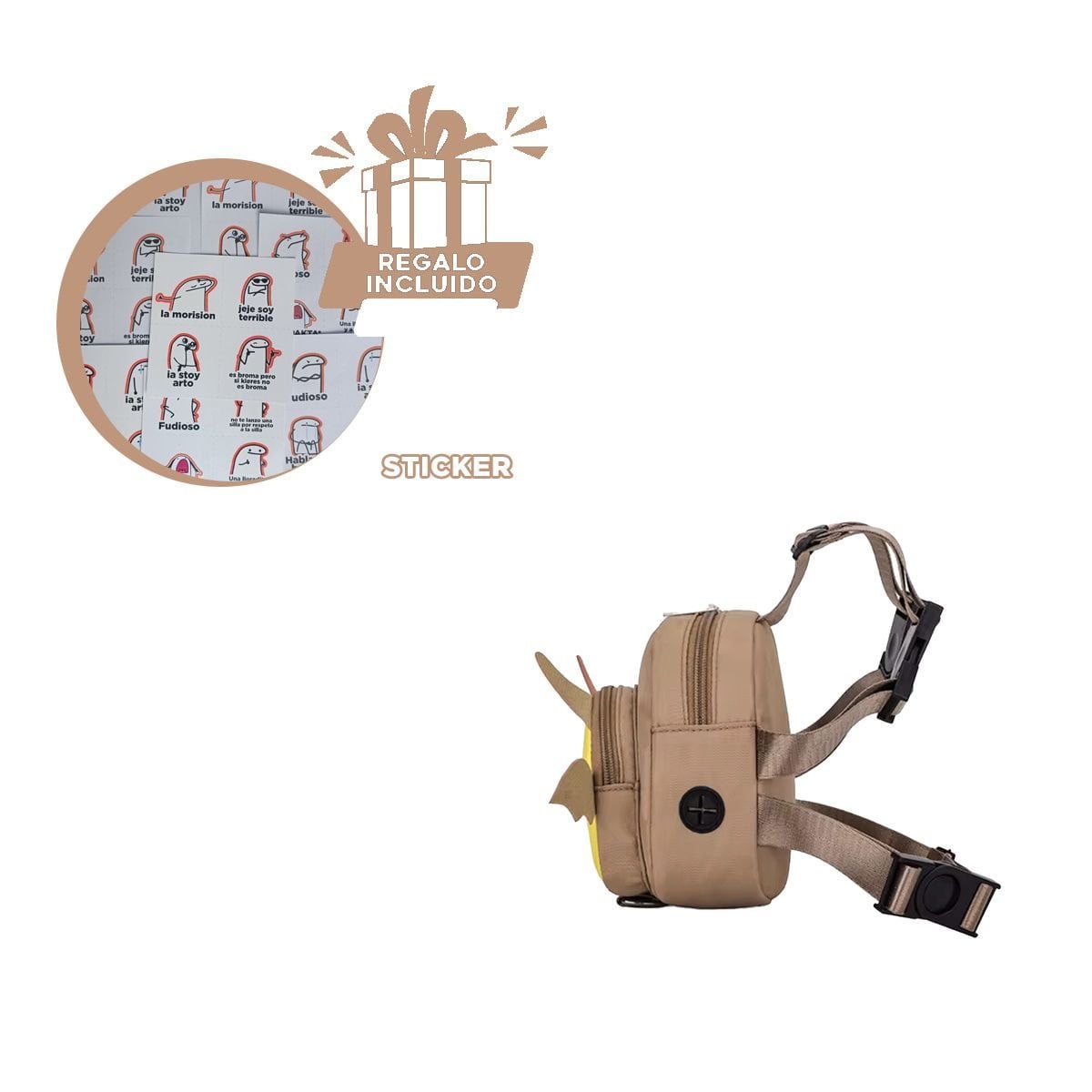 MORRAL PARA MASCOTA MOSTAZA DE MURCIELAGO CON MUCHA GUIA PARA SU RUTINA Y+REGALO STICKER - 1