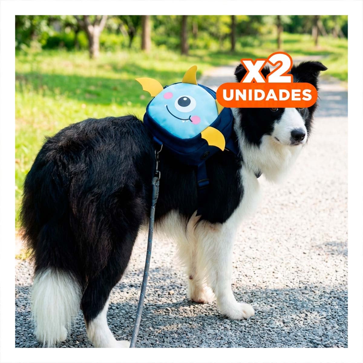 PACK2 MORRAL PARA MASCOTA AZUL DE MURCIELAGO DE GRAN CLASE PARA AVENTURAS Y+REGALO STICKER - 1