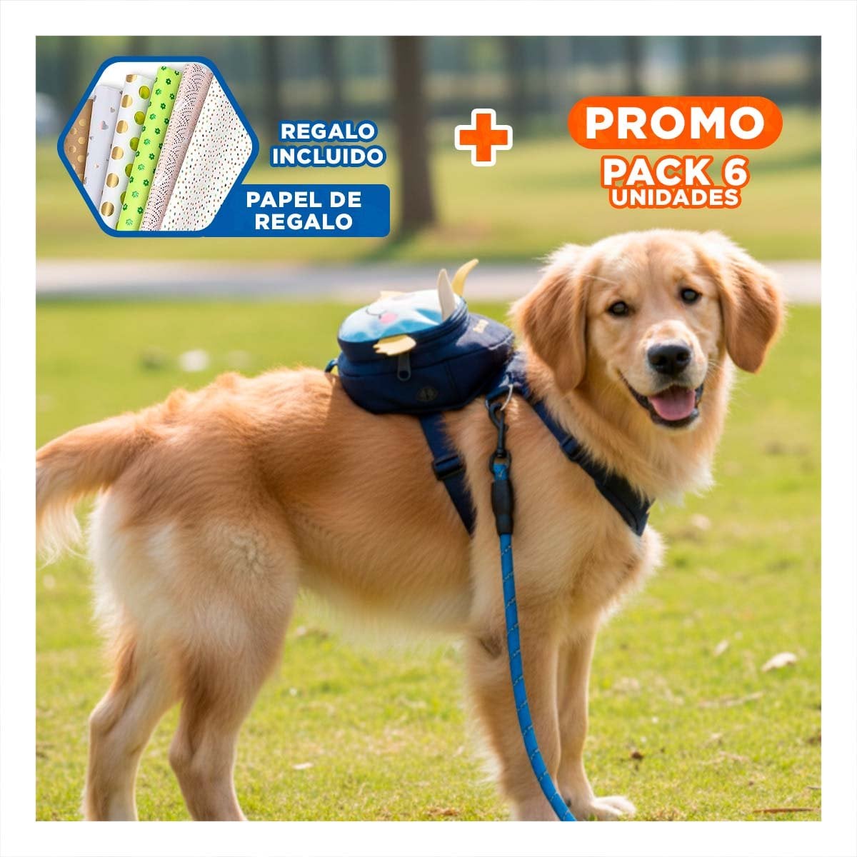 PACK6 MOCHILA PEQUEÑA PARA MASCOTA COLOR AZUL DE MURCIELAGO MUY SUAVE REAL Y+PAPEL REGALO - 1