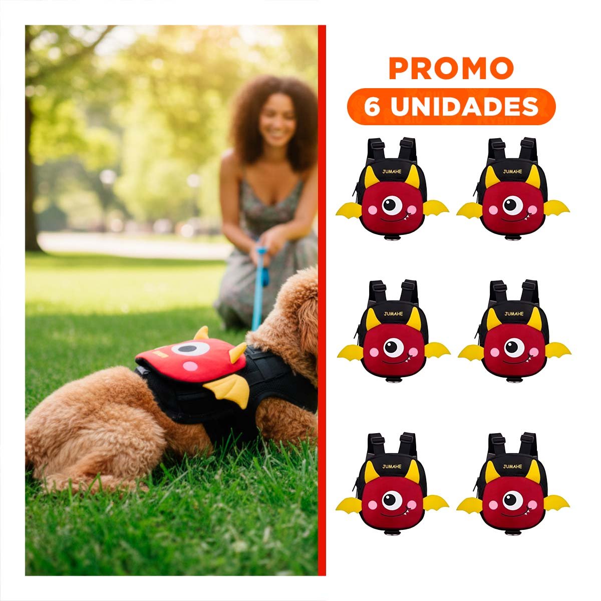 PACK6 MORRAL PARA MASCOTA NEGRO DE MURCIELAGO PARA SUS MANOS CON UN MANEJO - 1