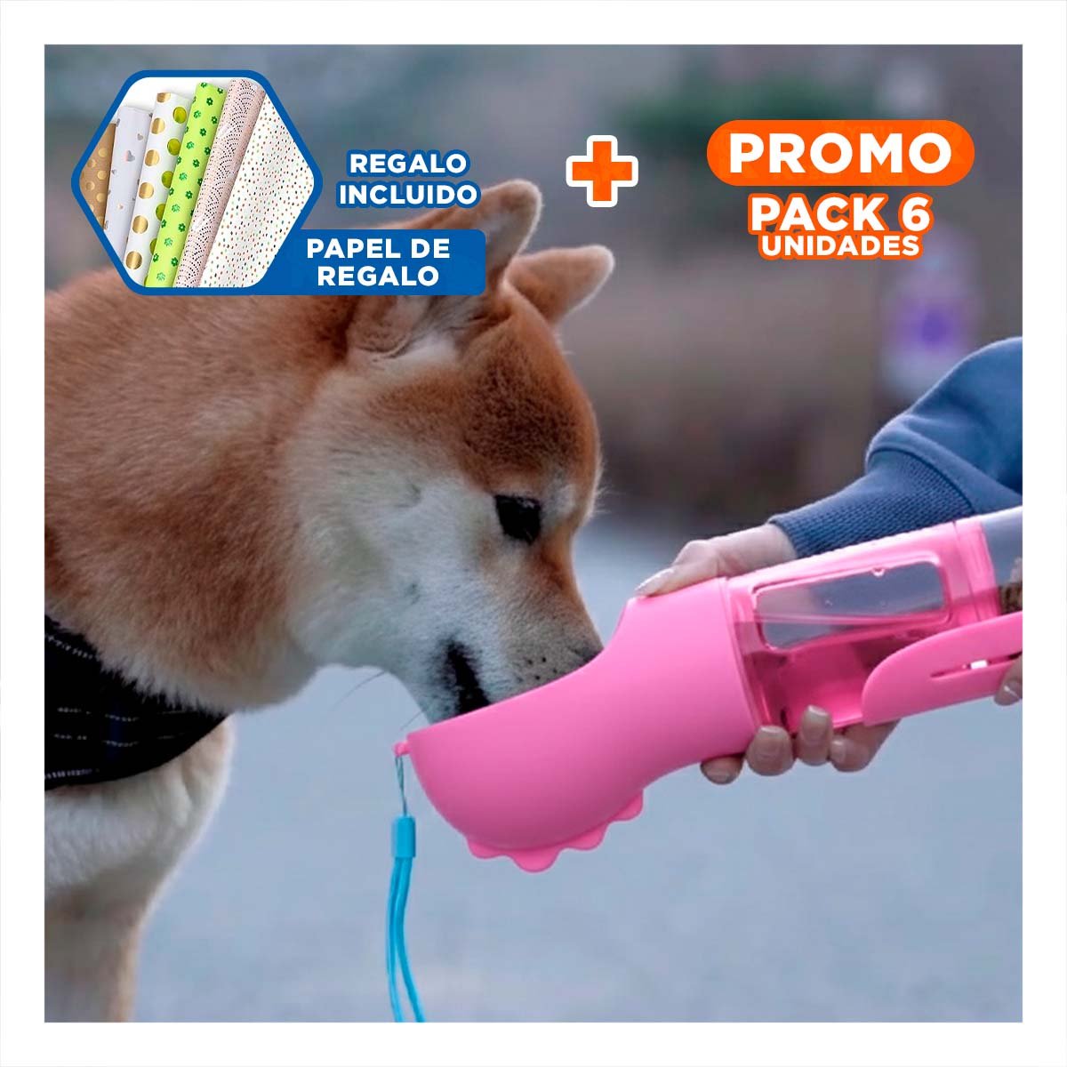 PACK6 BOTELLA 4 EN 1 DISPENSADOR CON BOLSITA ROSADO GRANDE MUY SUAVE AL TACTO Y+PAPEL REGALO - 1